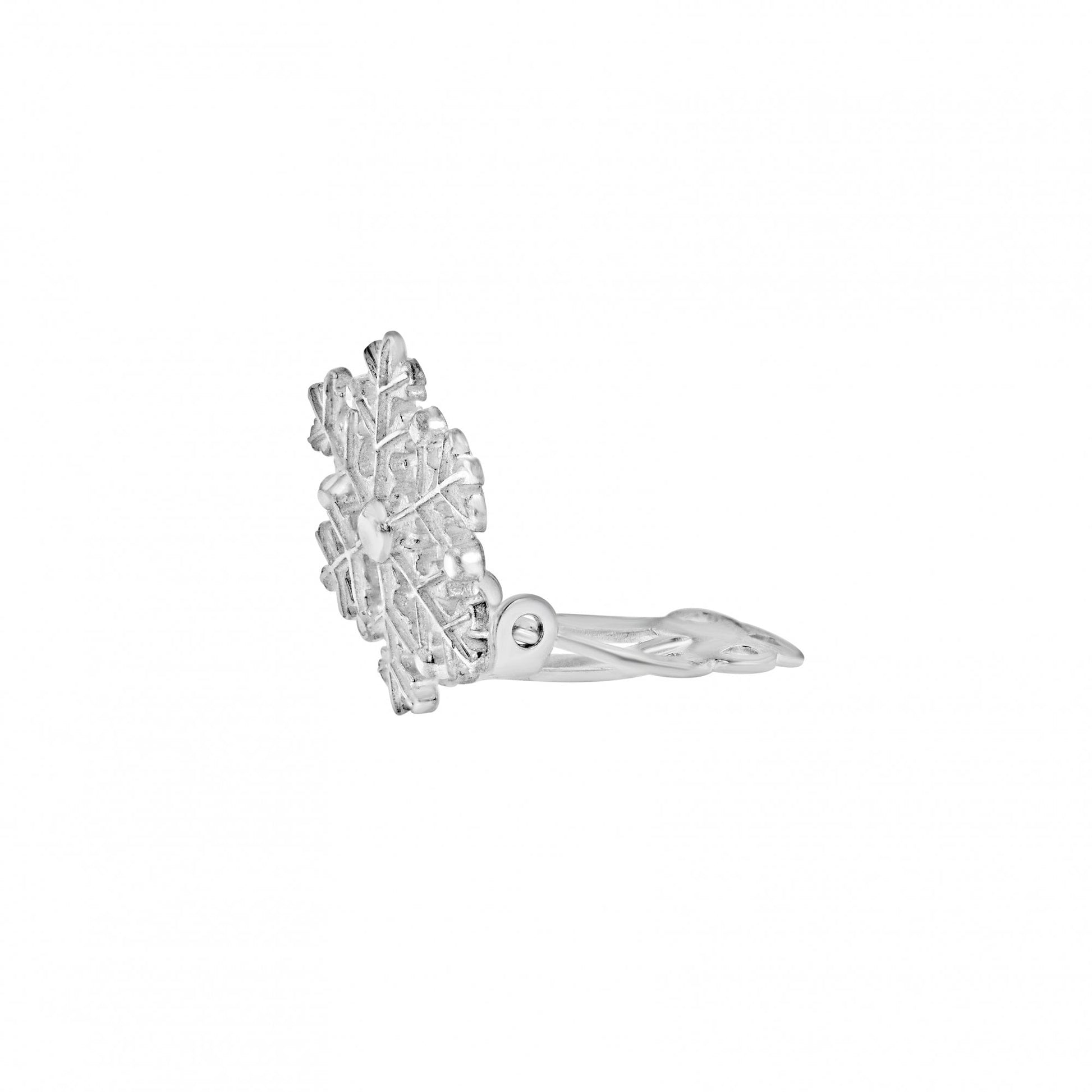 Sterling Silver Winter Snowflake Clip On Earrings