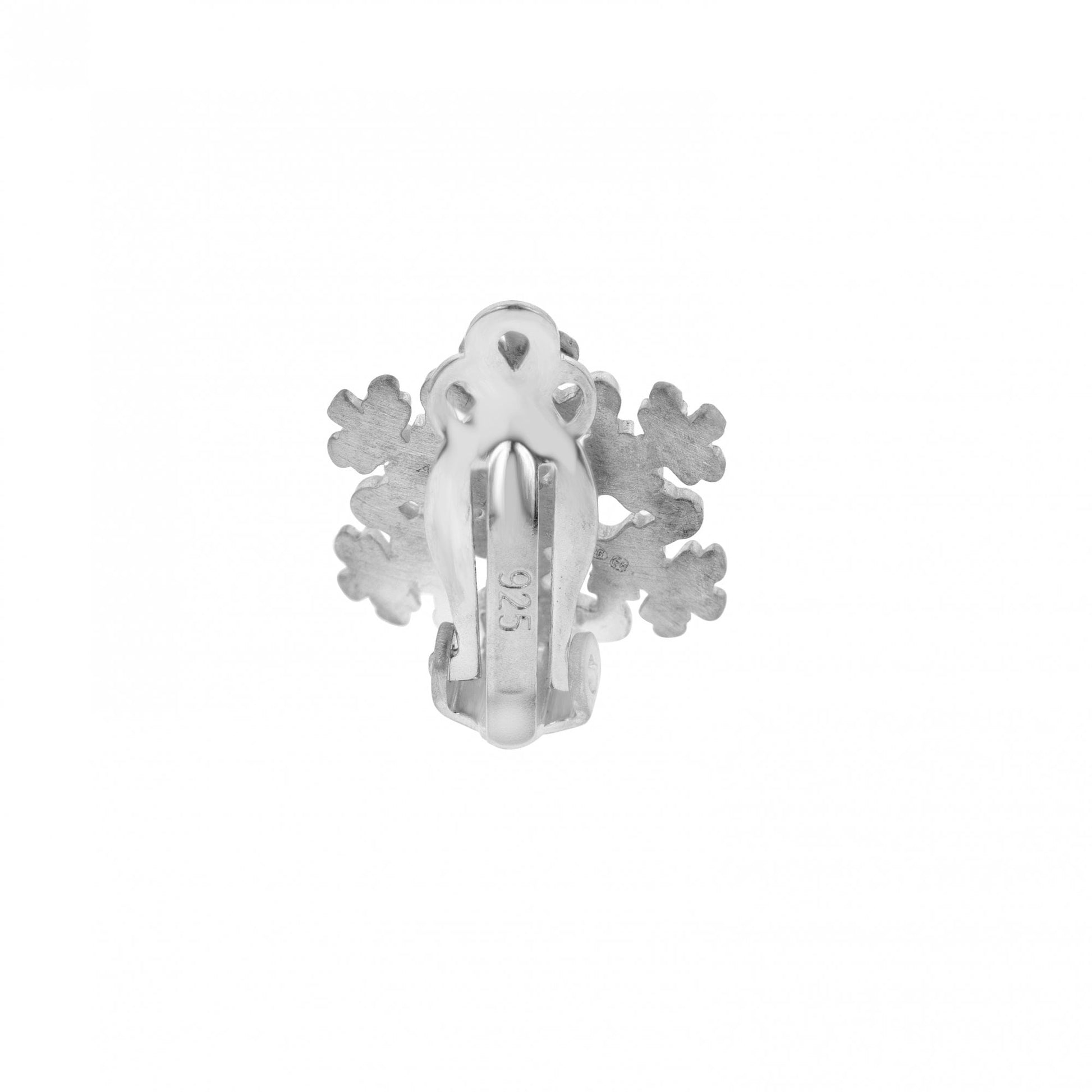 Sterling Silver Winter Snowflake Clip On Earrings