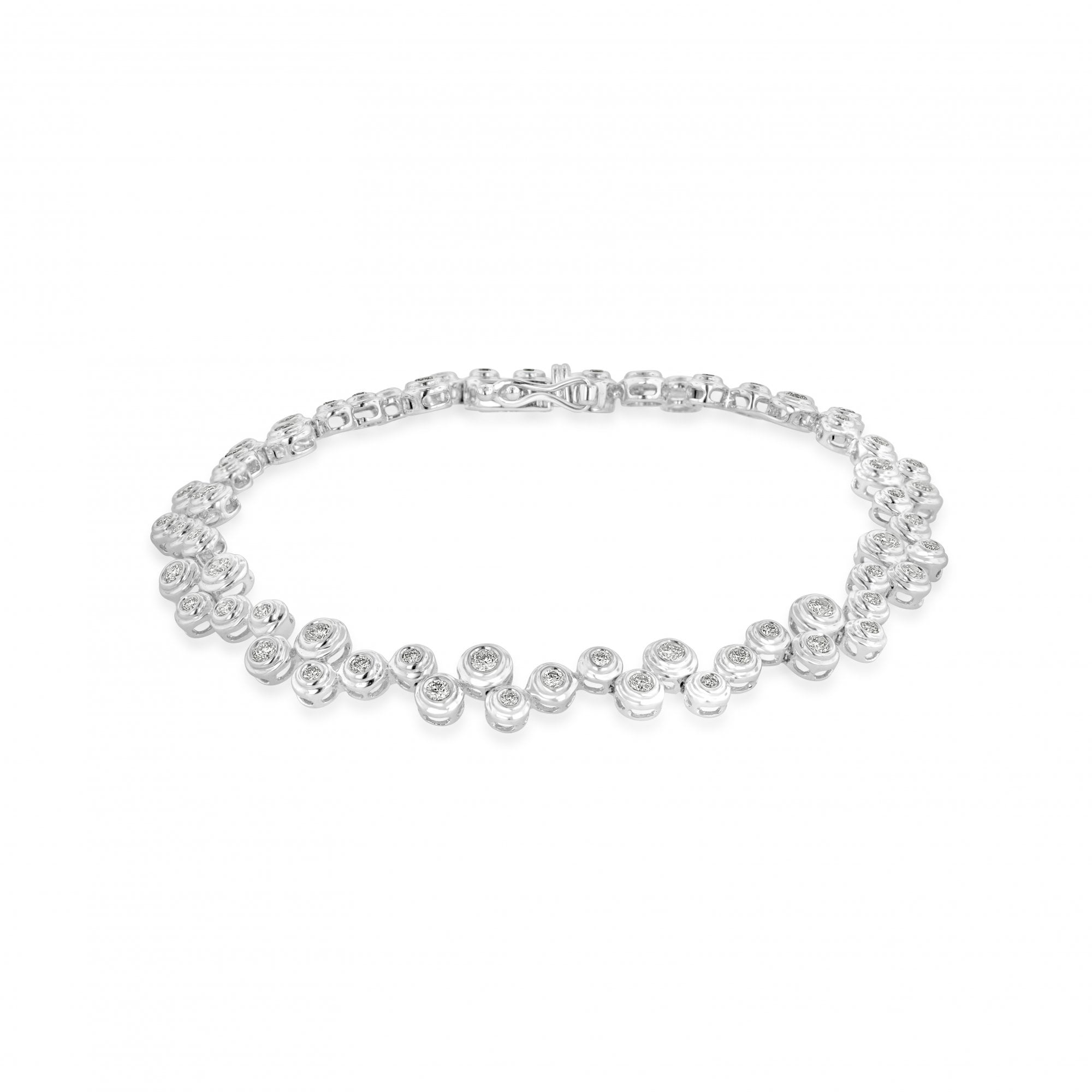 18ct White Gold Staggered Diamond Total 1.37ct Bracelet