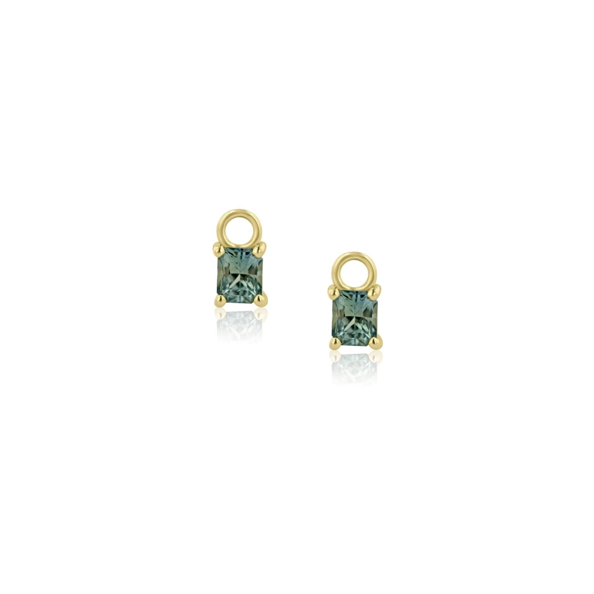 18ct Yellow Gold 1.30ct Teal Sapphire Charms (For Hoop Earrings Sold Separately)