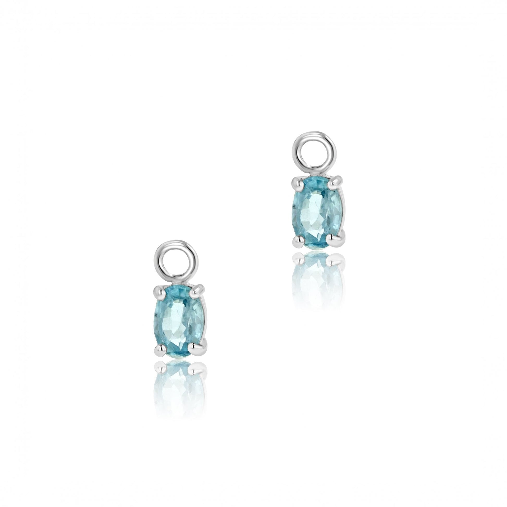 Silver Blue Topaz Oval Charms (For Hoop Earrings Sold Separately)