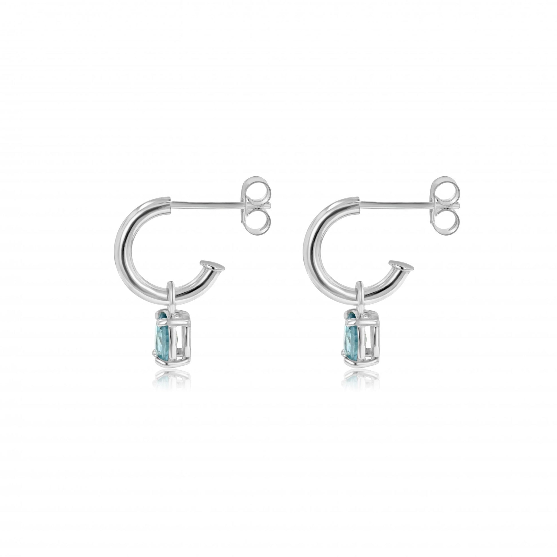 Silver Blue Topaz Oval Charms (For Hoop Earrings Sold Separately)