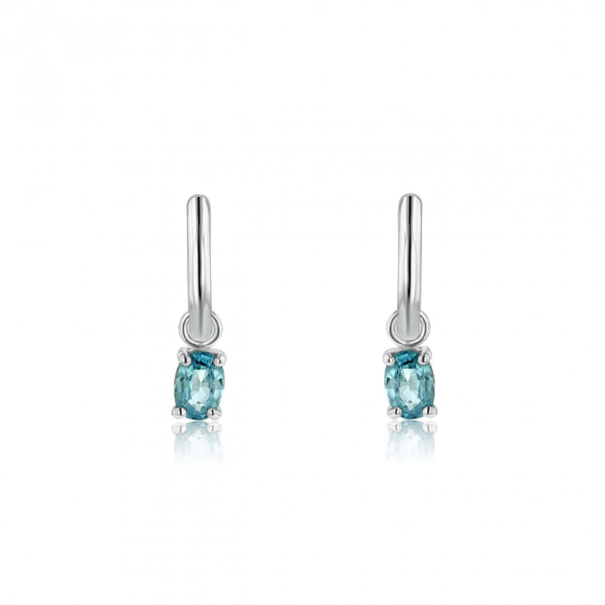 Silver Blue Topaz Oval Charms (For Hoop Earrings Sold Separately)
