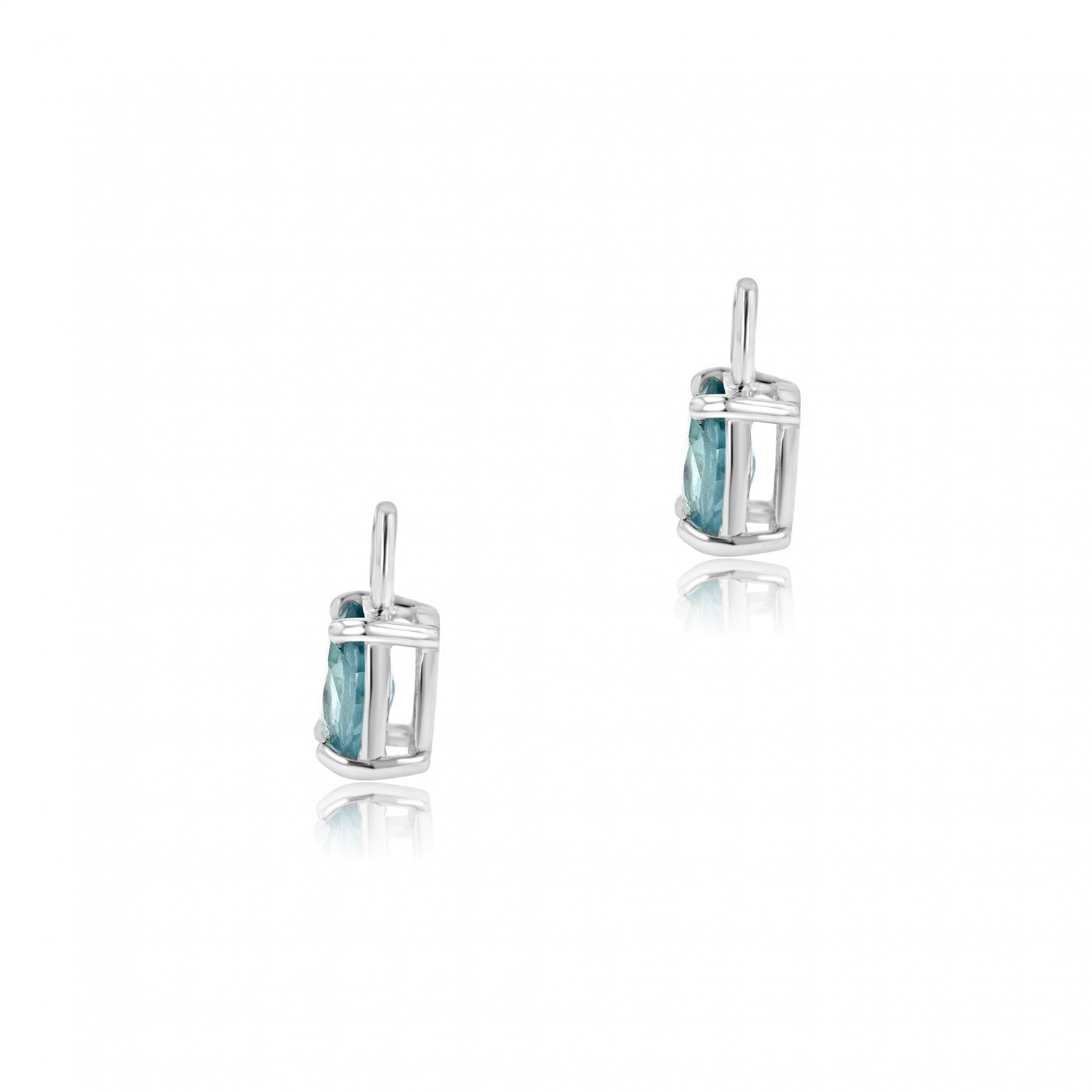 Silver Blue Topaz Oval Charms (For Hoop Earrings Sold Separately)