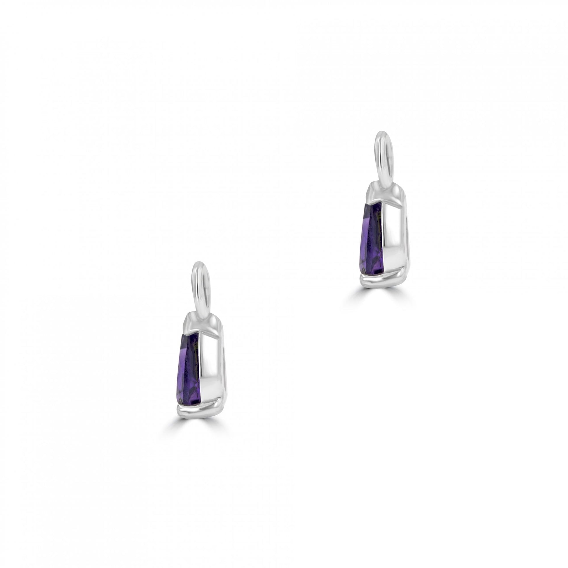Silver Pear Shaped Amethyst Earring Charm (For Hoop Earrings Sold Separately)