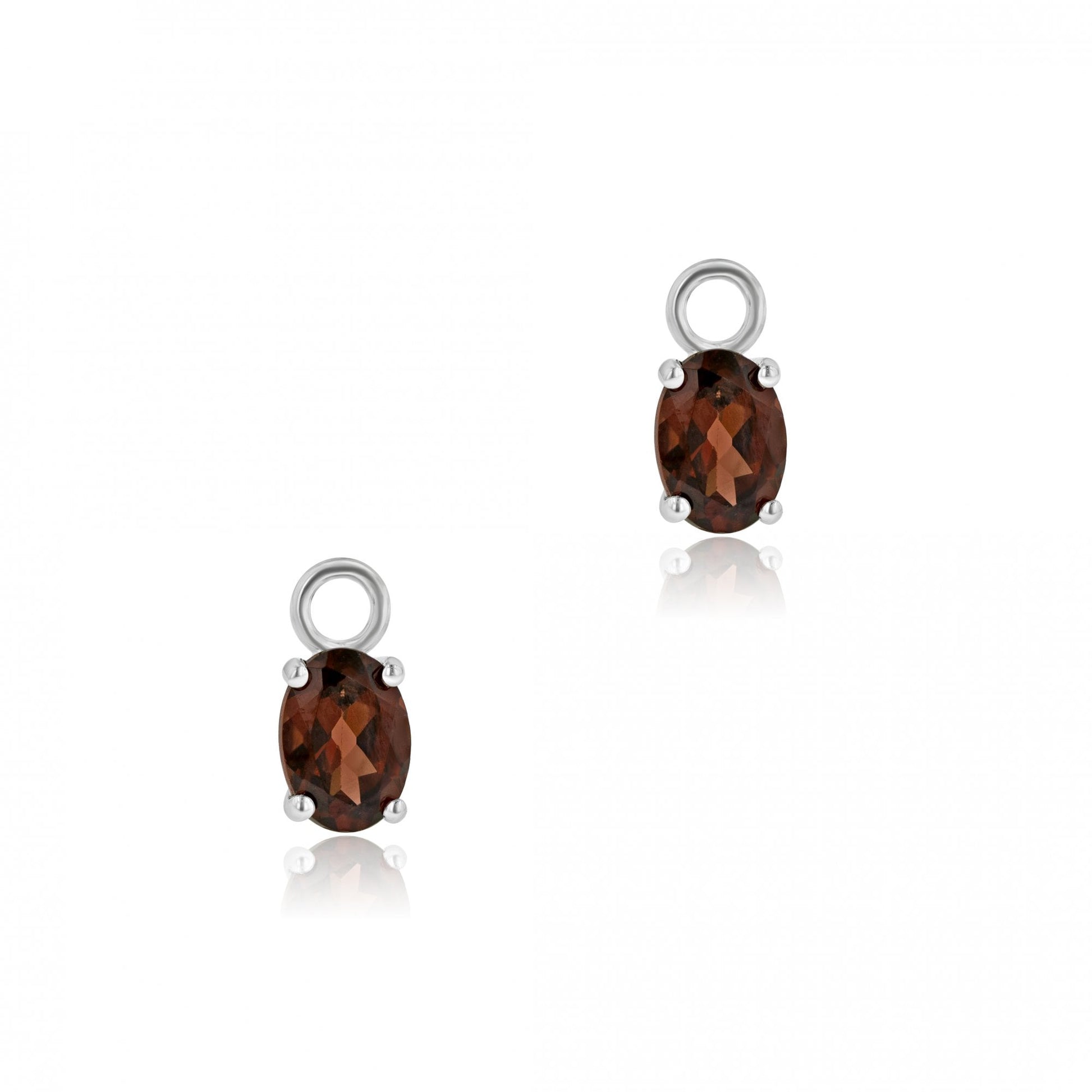 Silver Oval Garnet Charms (For Hoop Earrings Sold Separately)