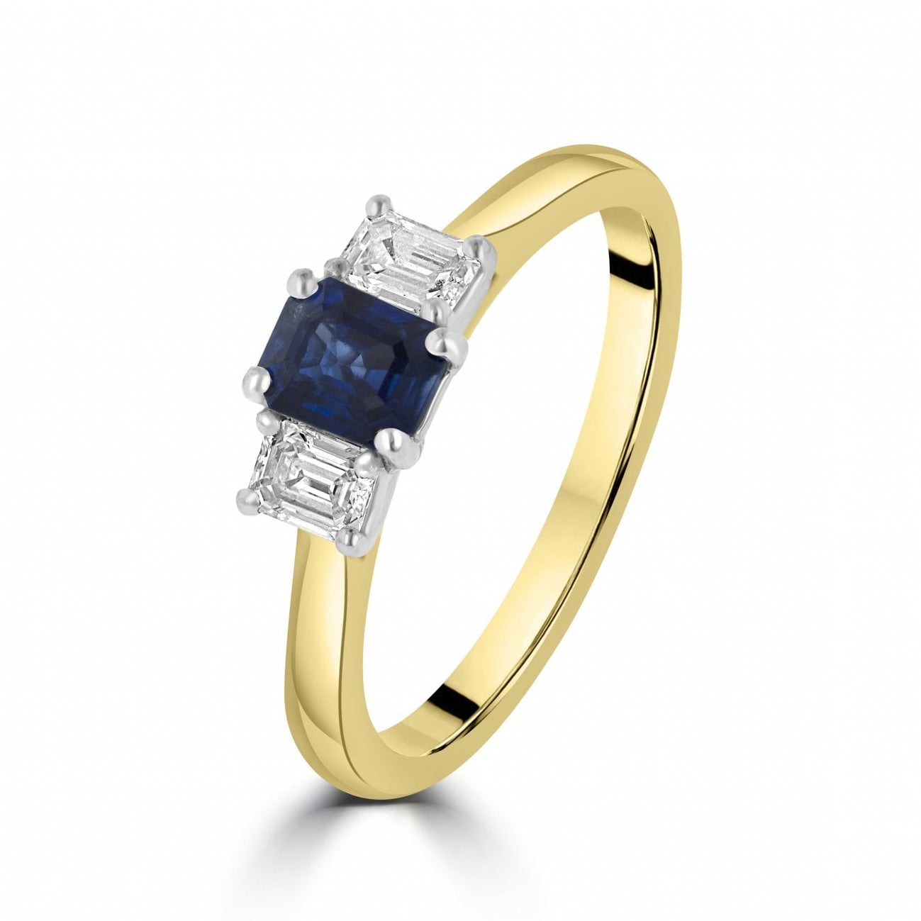 18ct Yellow Gold Platinum Blue Sapphire and Diamond Total 0.90ct Ring
