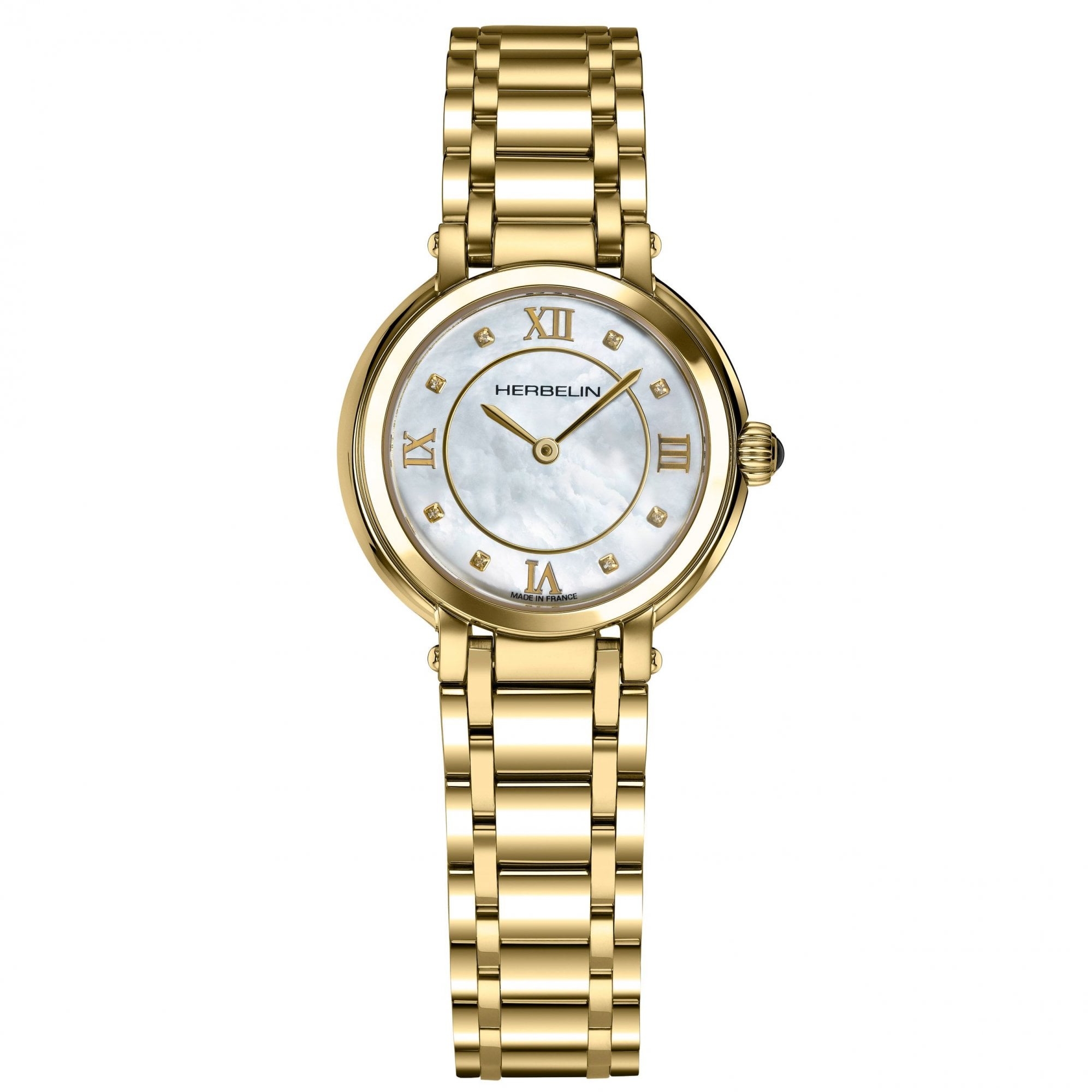 Womens Herbelin Galet Mother-of-Pearl Dial Gold PVD Plated Watch