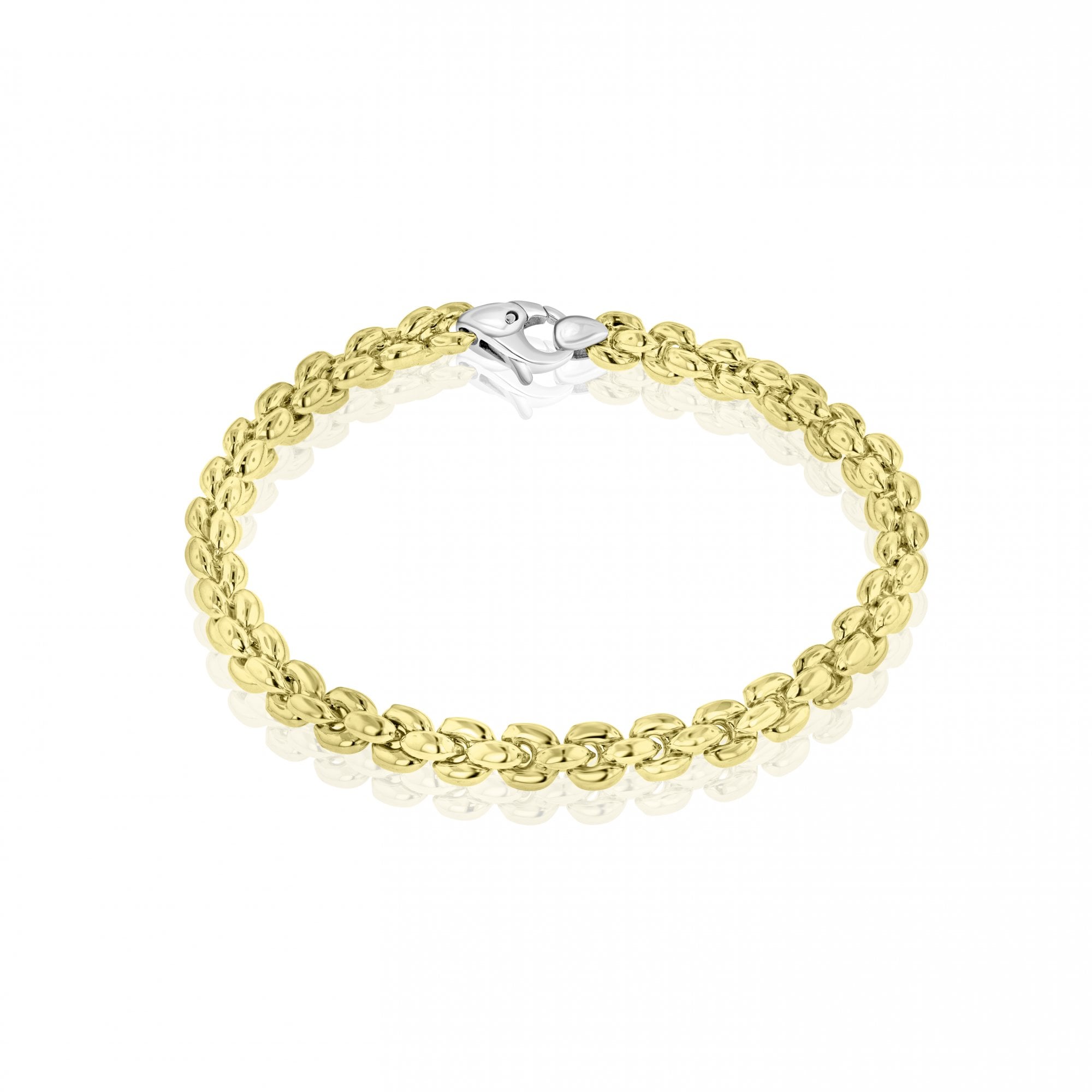 9ct Yellow Gold Tight Linked Bracelet with White Gold Clasp