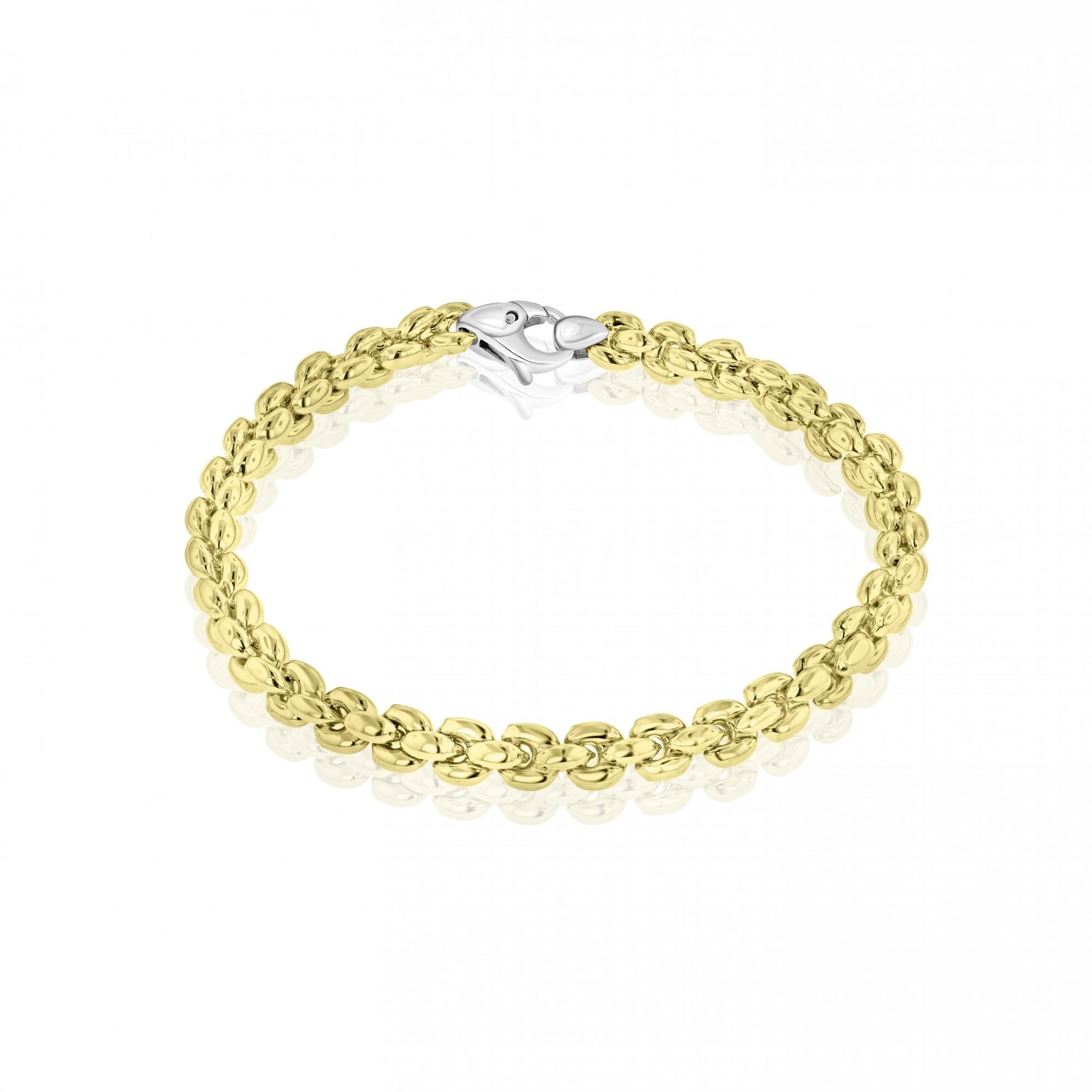 9ct Yellow Gold Tight Linked Bracelet with White Gold Clasp