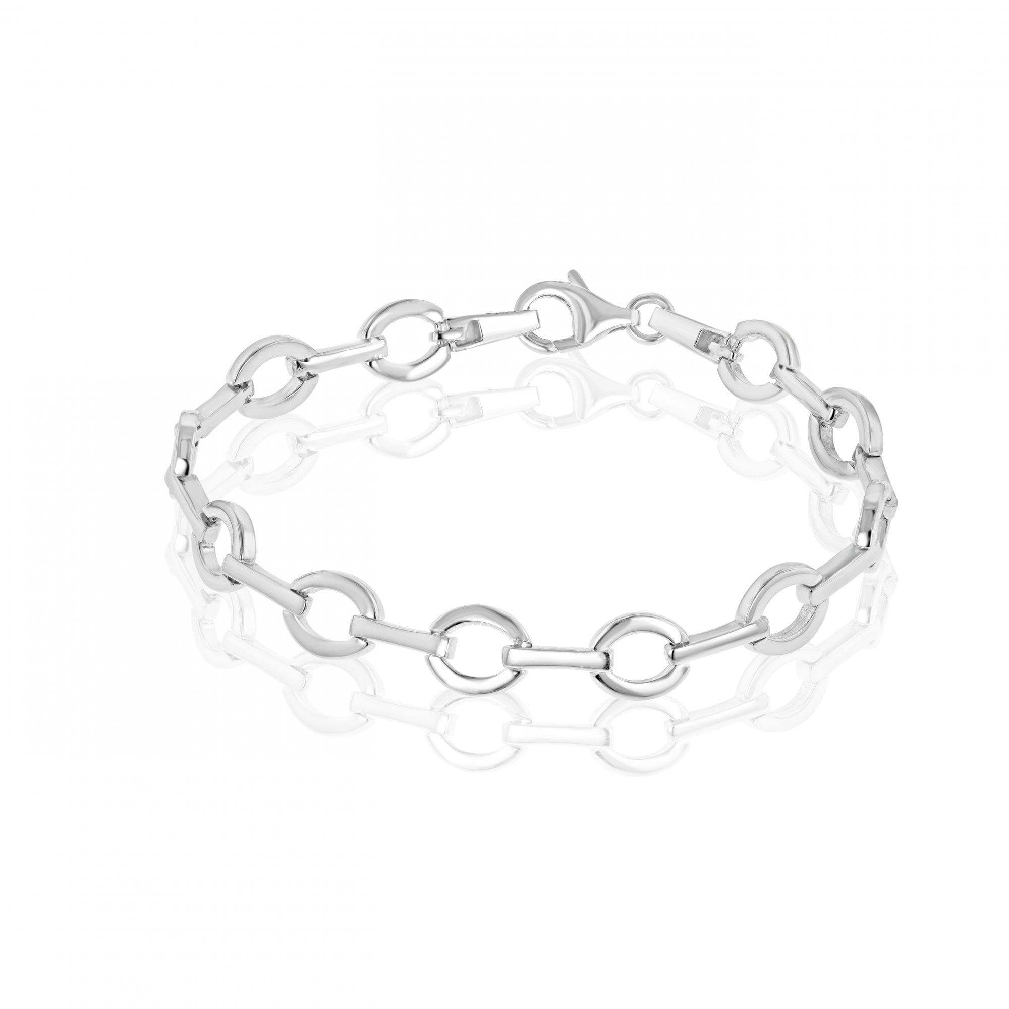 Silver Oval Bar Link Bracelet