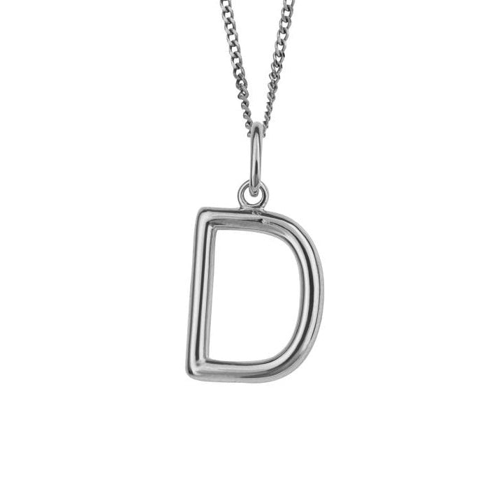 Silver Initial Pendant Letter D