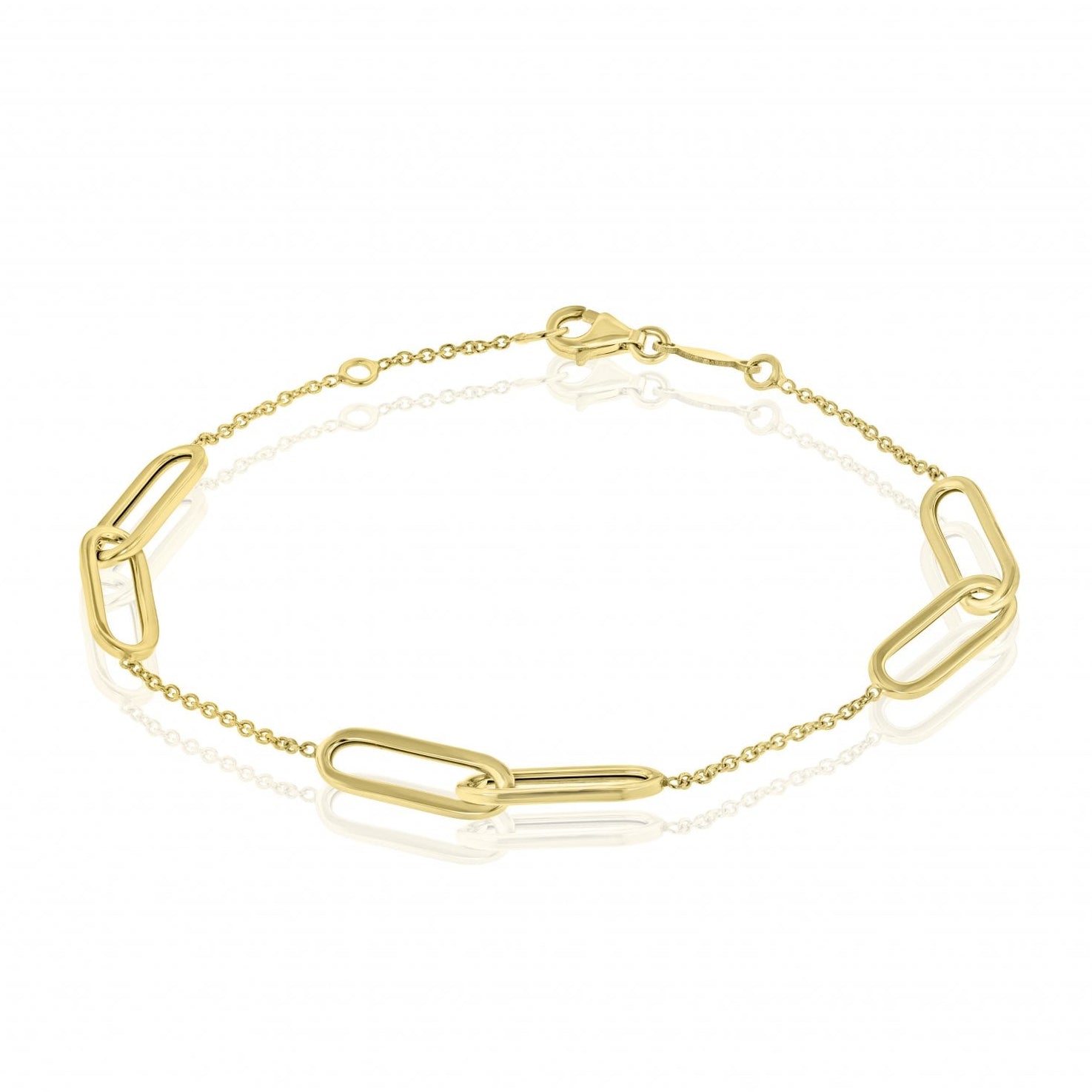 9ct Yellow Gold Double Oblong Station Bracelet