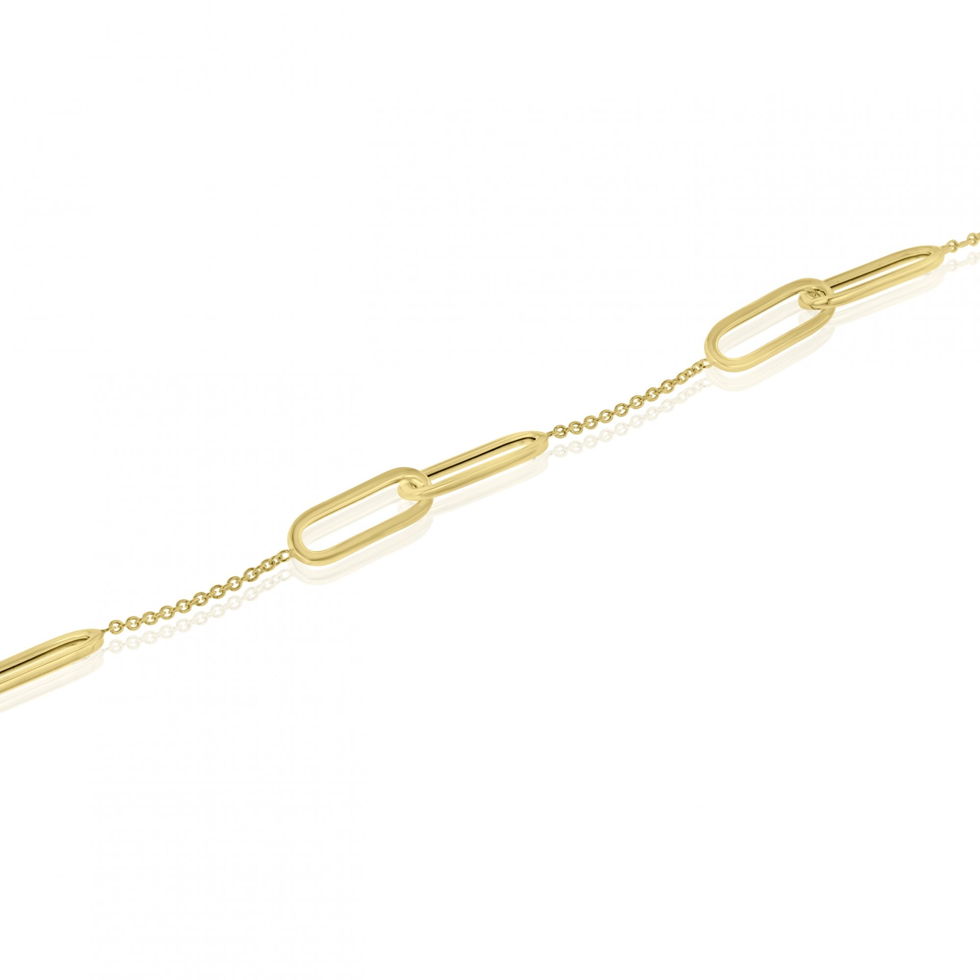 9ct Yellow Gold Double Oblong Station Bracelet