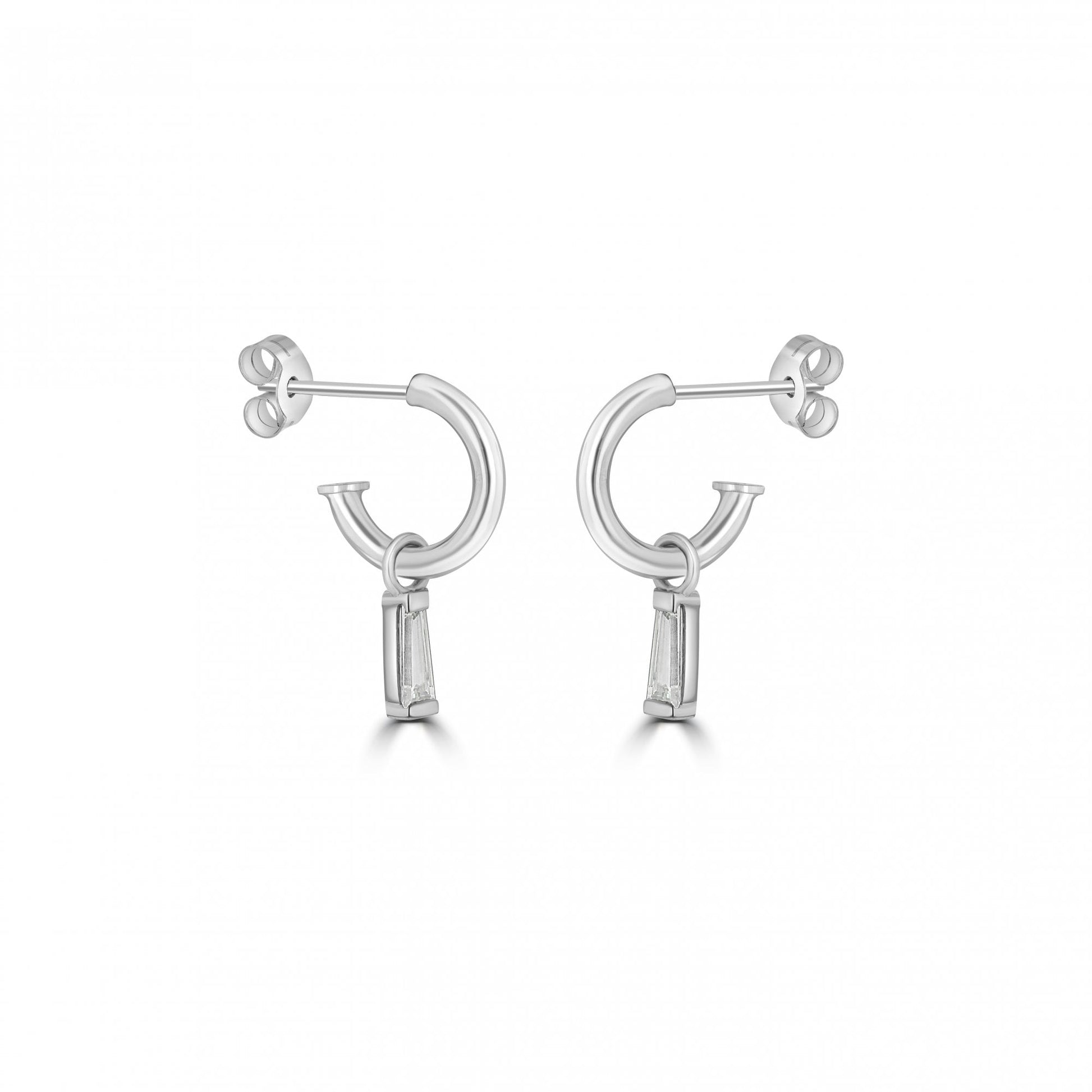 Platinum 0.49ct Tapered Baguette Diamond Charms (For Hoop Earrings Sold Separately)