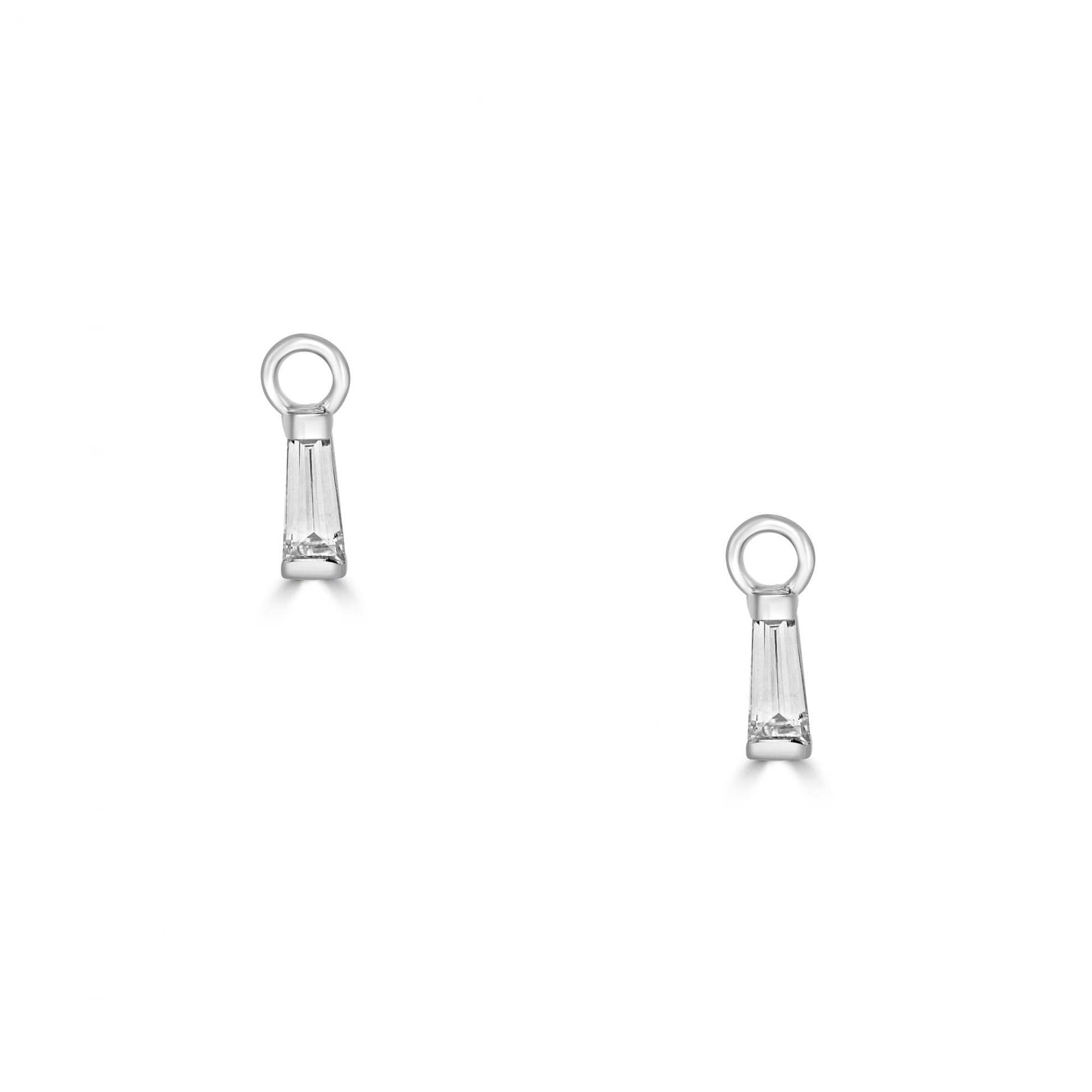 Platinum 0.49ct Tapered Baguette Diamond Charms (For Hoop Earrings Sold Separately)