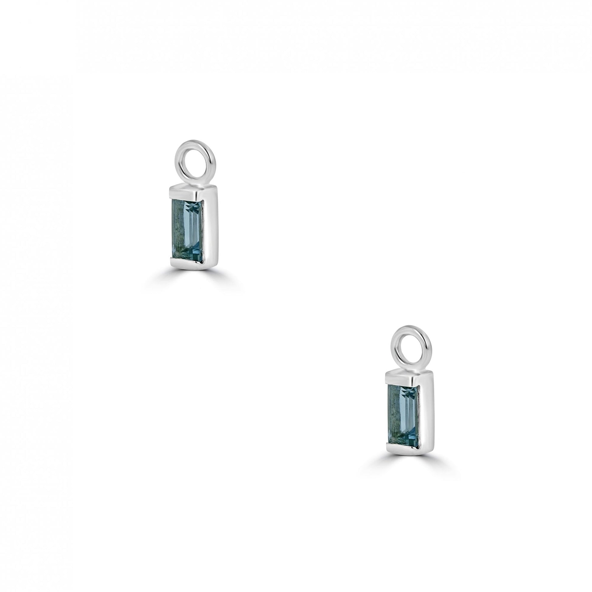 9ct White Gold 0.43ct Baguette Cut Aquamarine Charms (For Hoop Earrings Sold Separately)