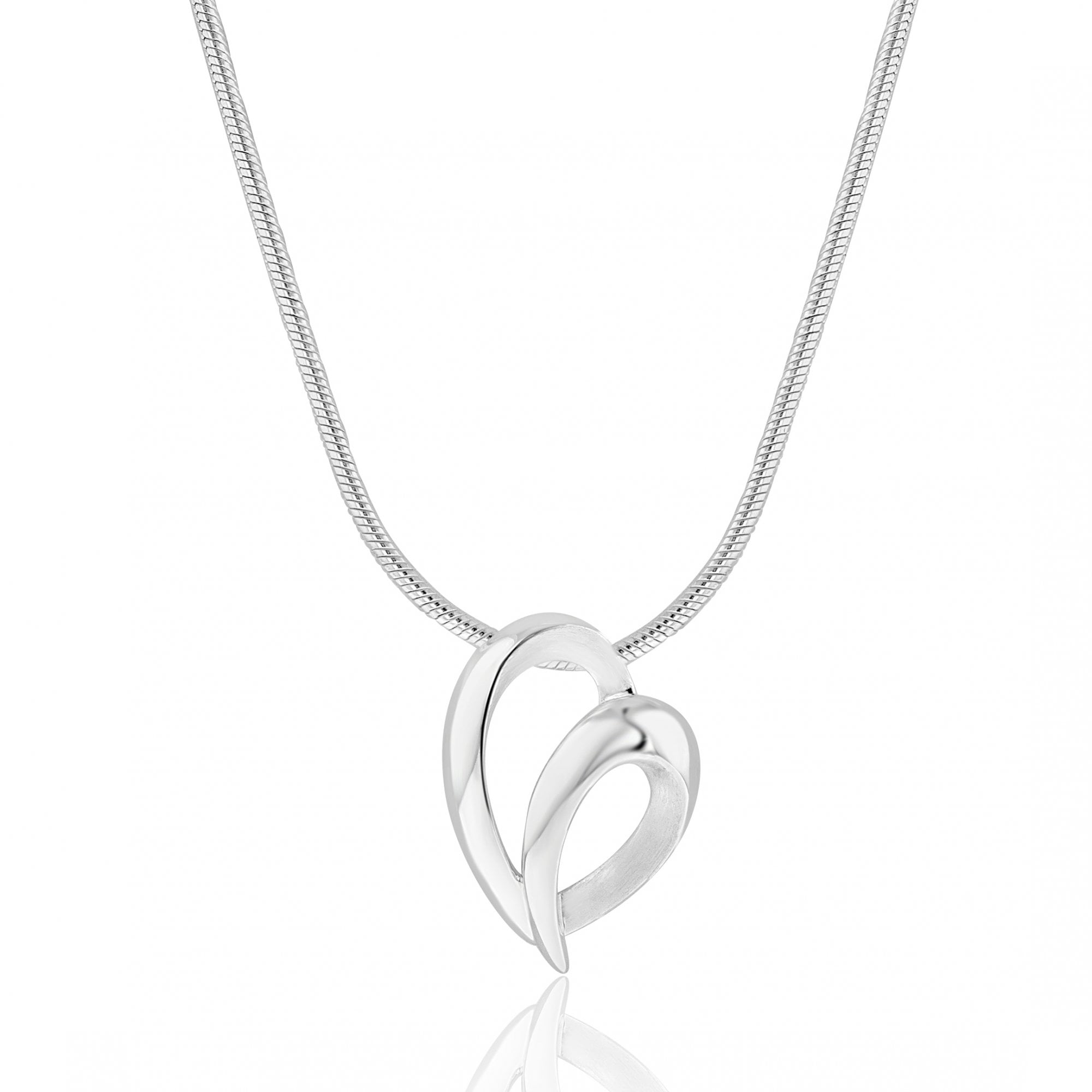Silver Open Heart Snake Chain Pendant