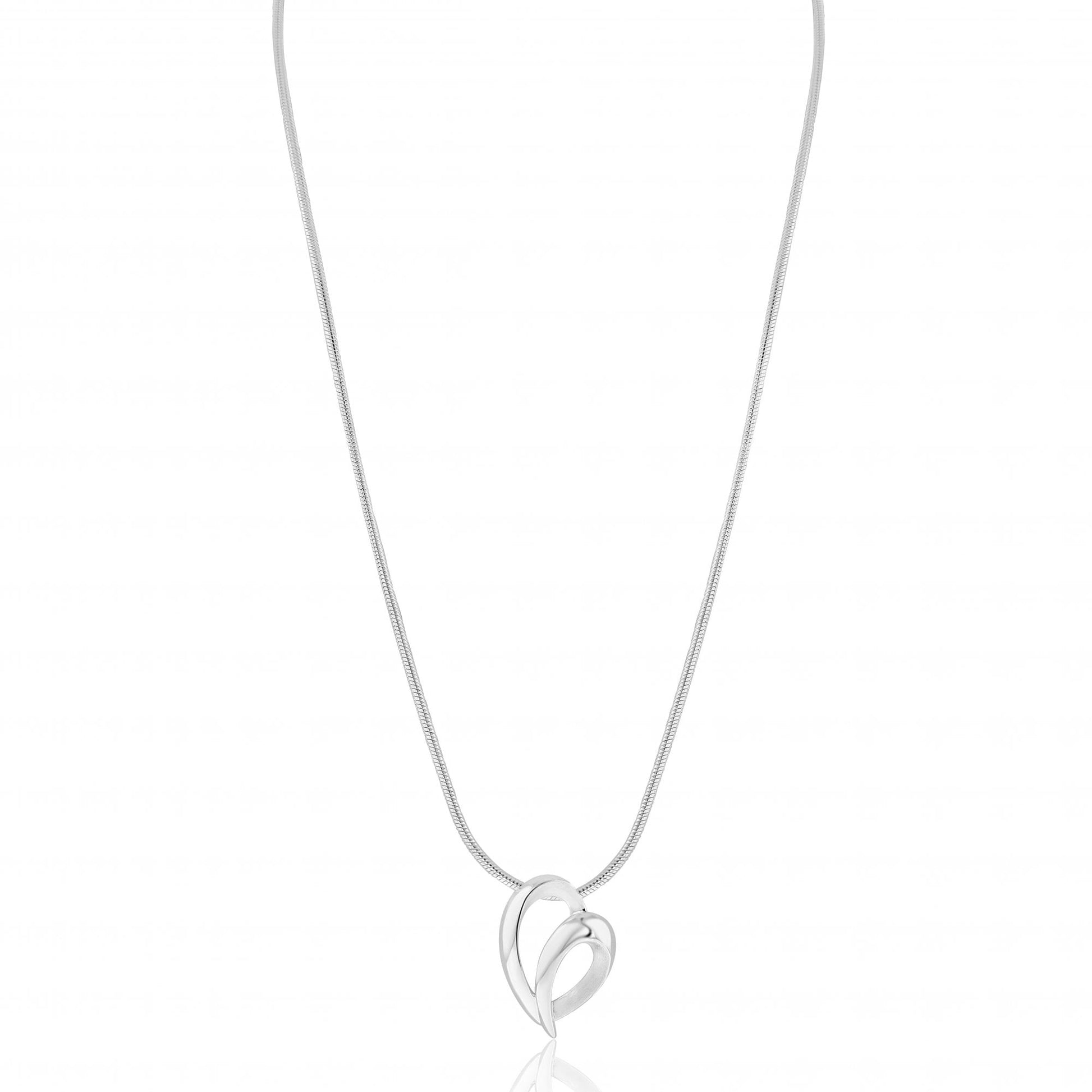 Silver Open Heart Snake Chain Pendant