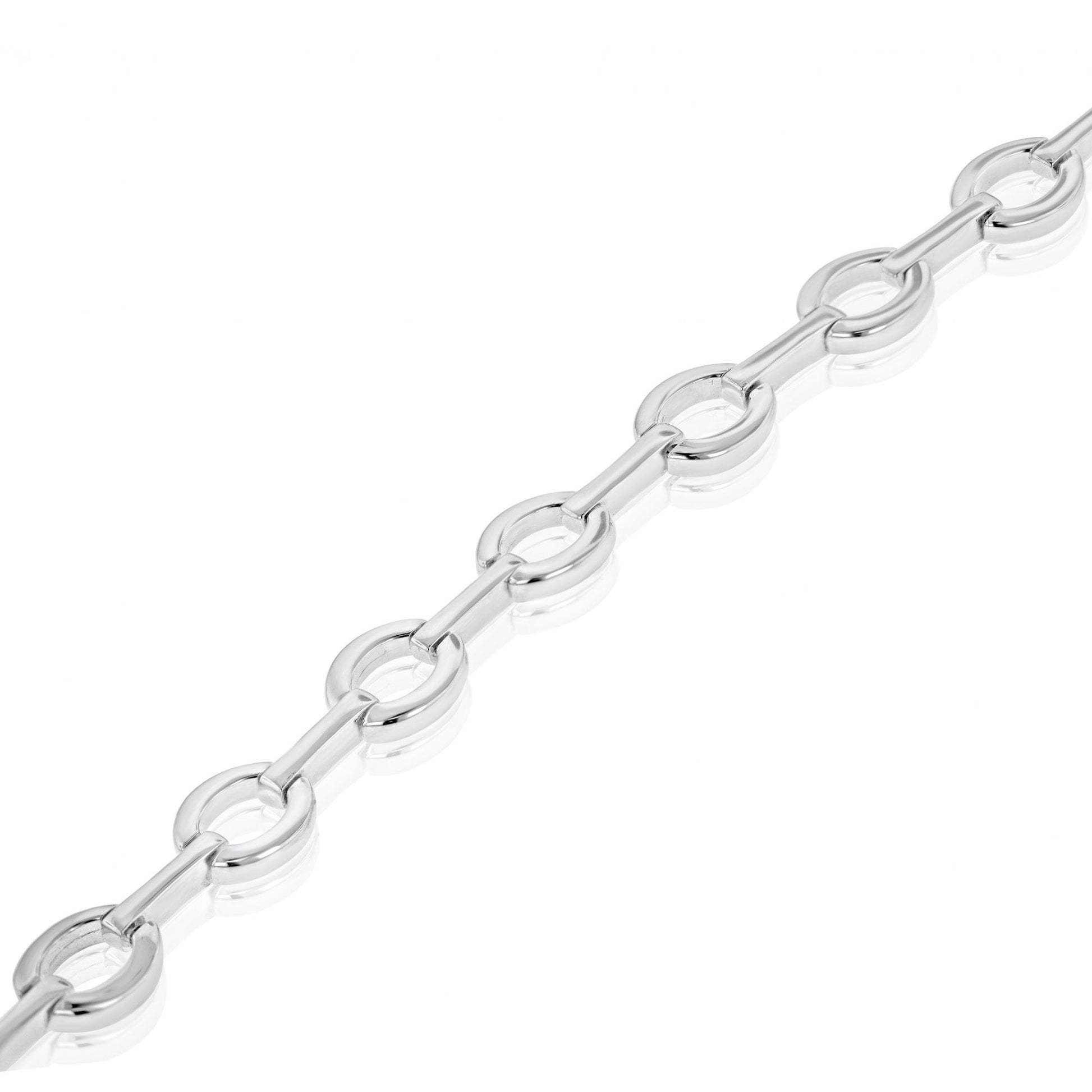Silver Oval Bar Link Bracelet