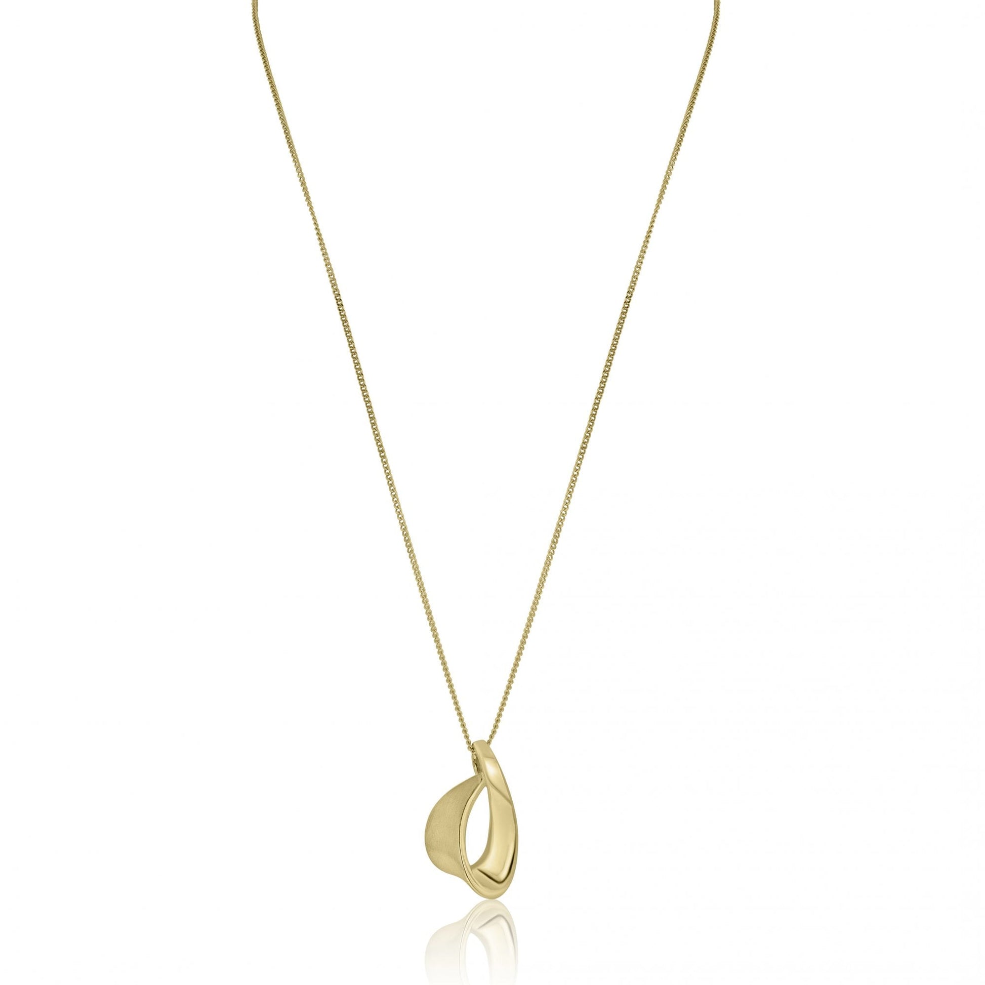 9ct Yellow Gold Satin Polished Ribbon Pendant Necklace