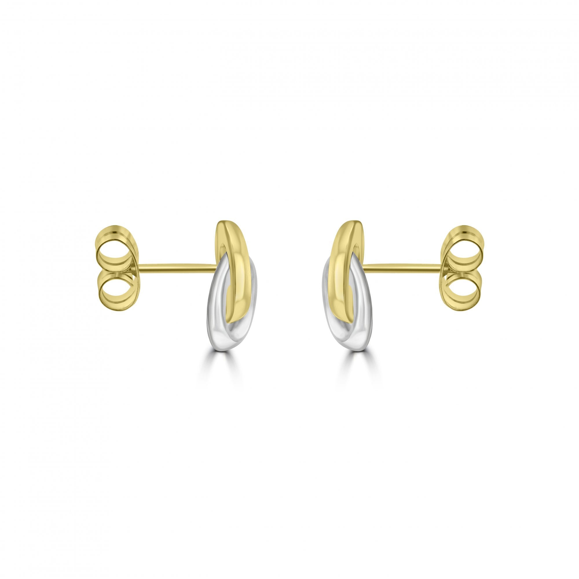 9ct White and Yellow Gold Interlocking Stud Earrings