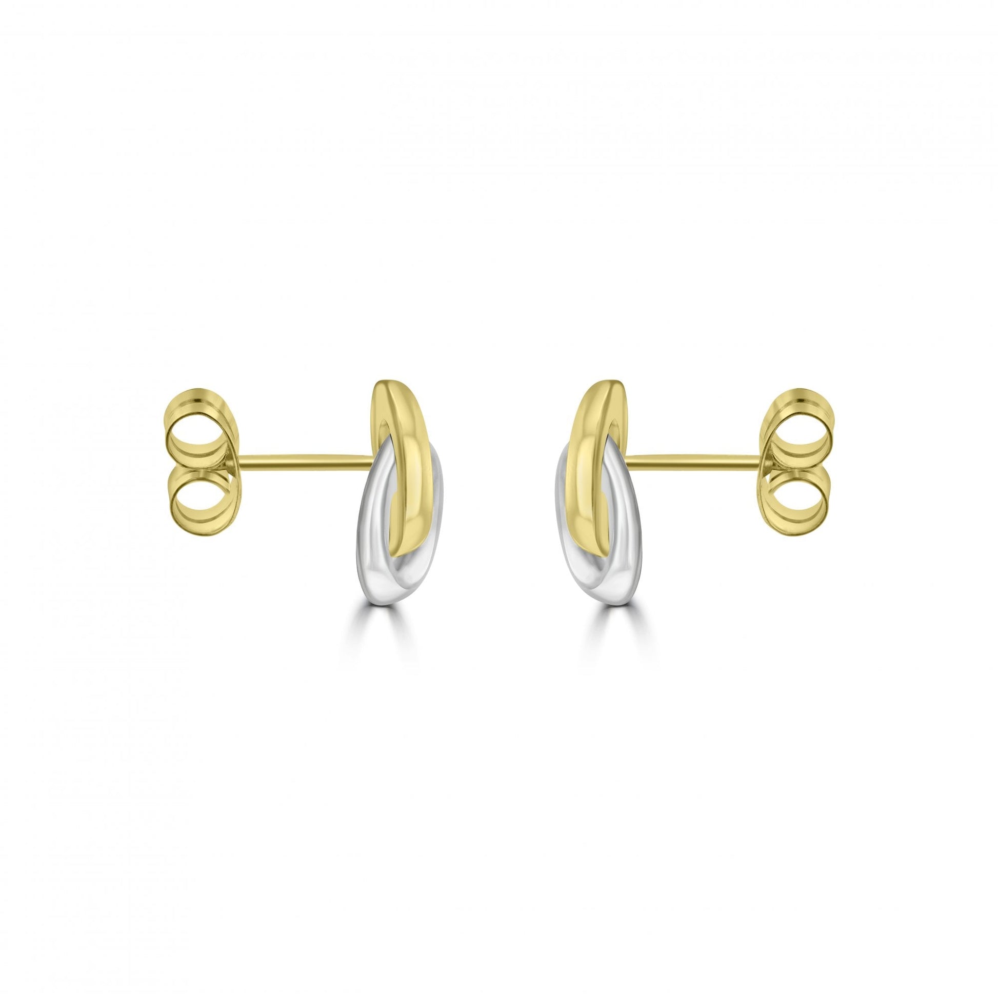 9ct White and Yellow Gold Interlocking Stud Earrings