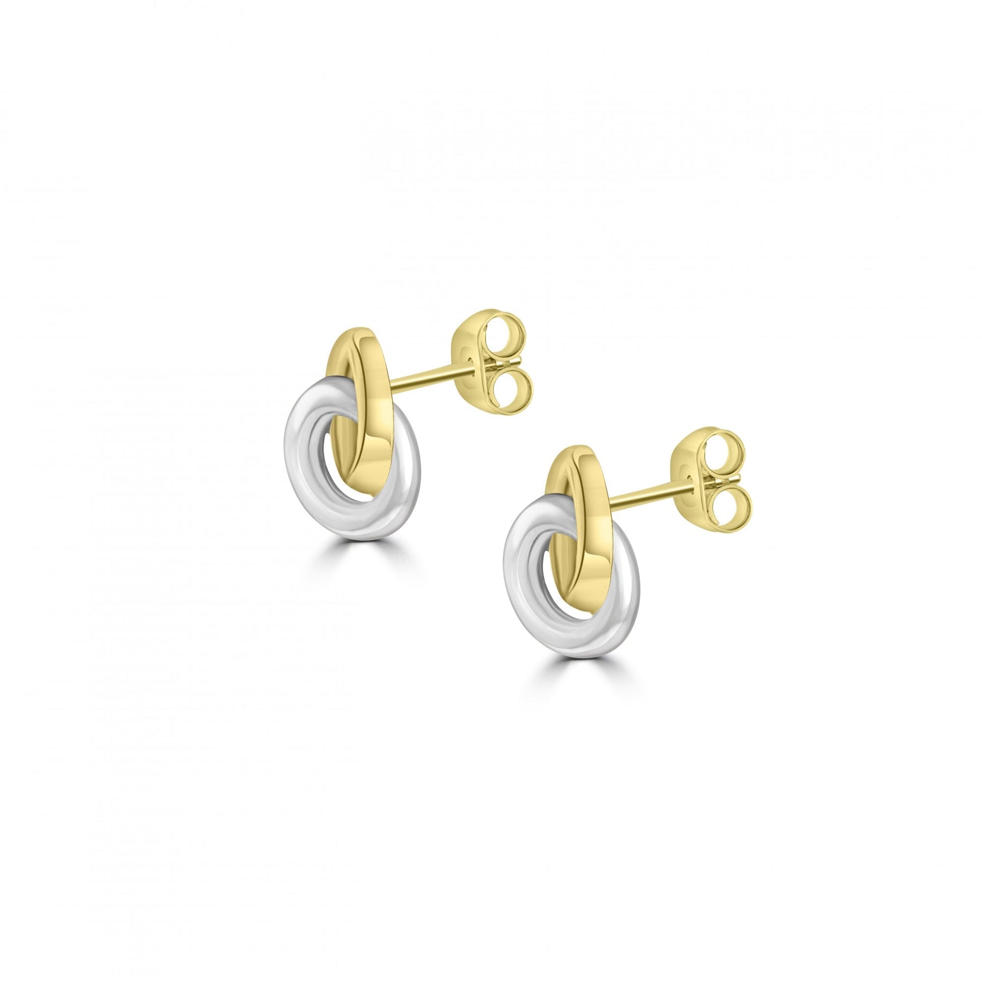9ct White and Yellow Gold Interlocking Stud Earrings