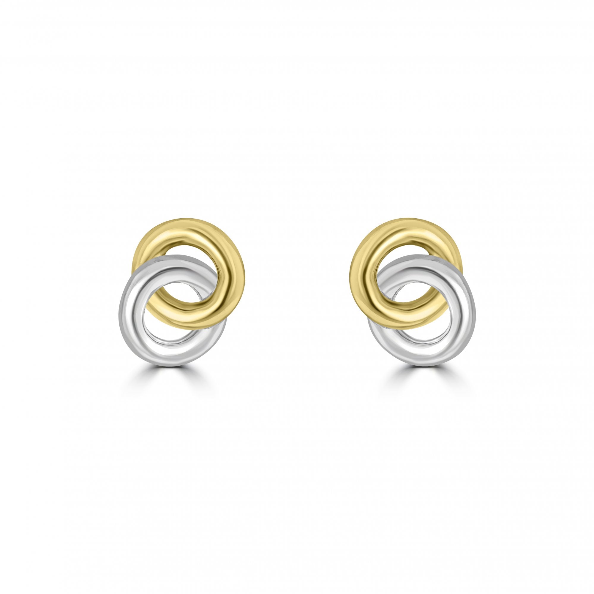 9ct White and Yellow Gold Interlocking Stud Earrings