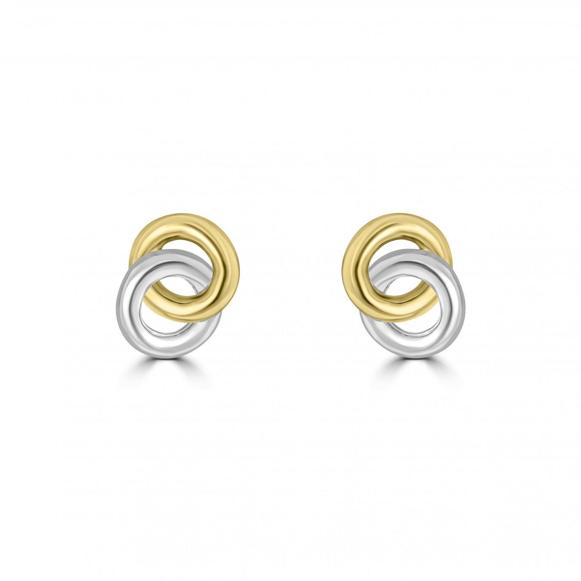 9ct White and Yellow Gold Interlocking Stud Earrings
