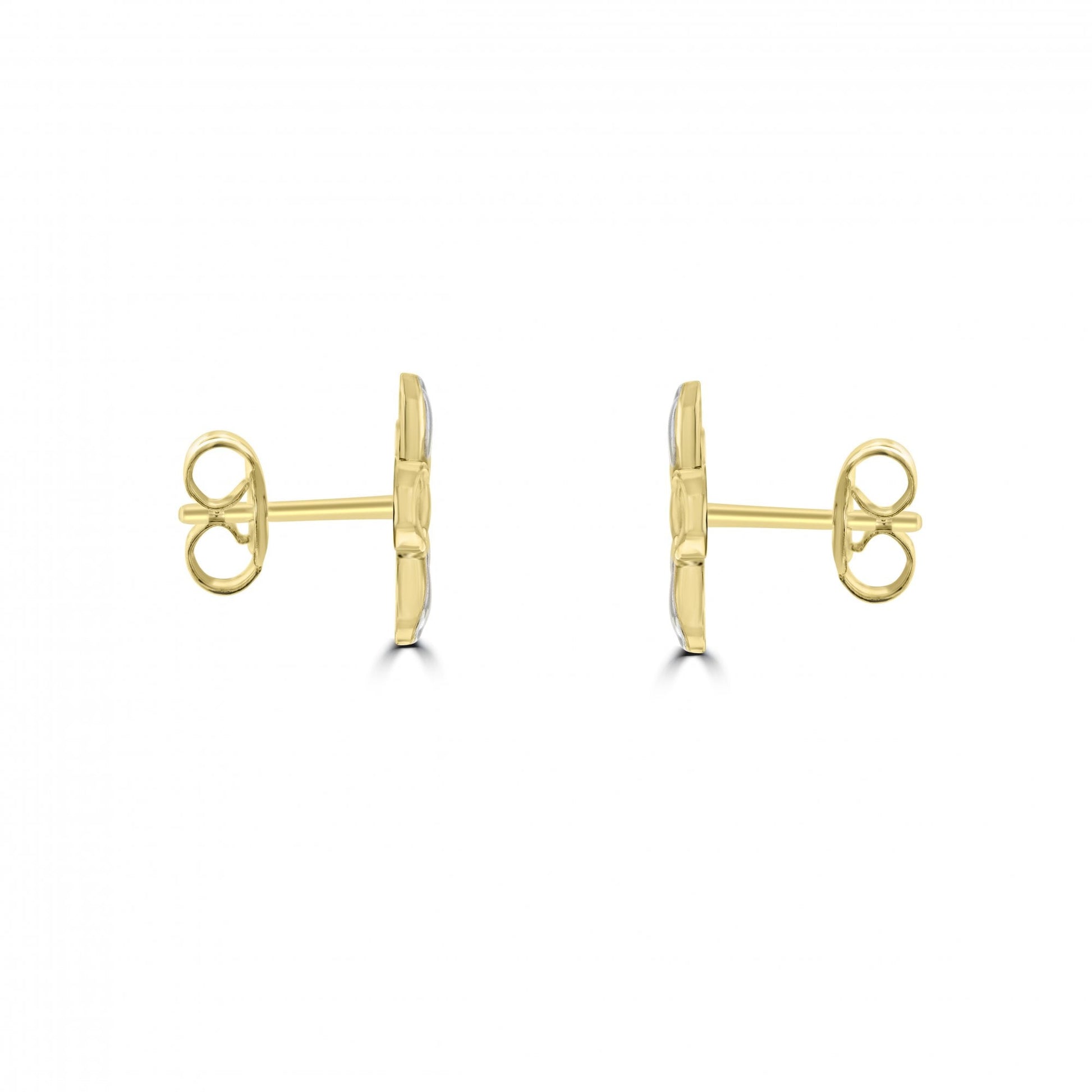 9ct Yellow And White Gold Flowers Stud Earrings