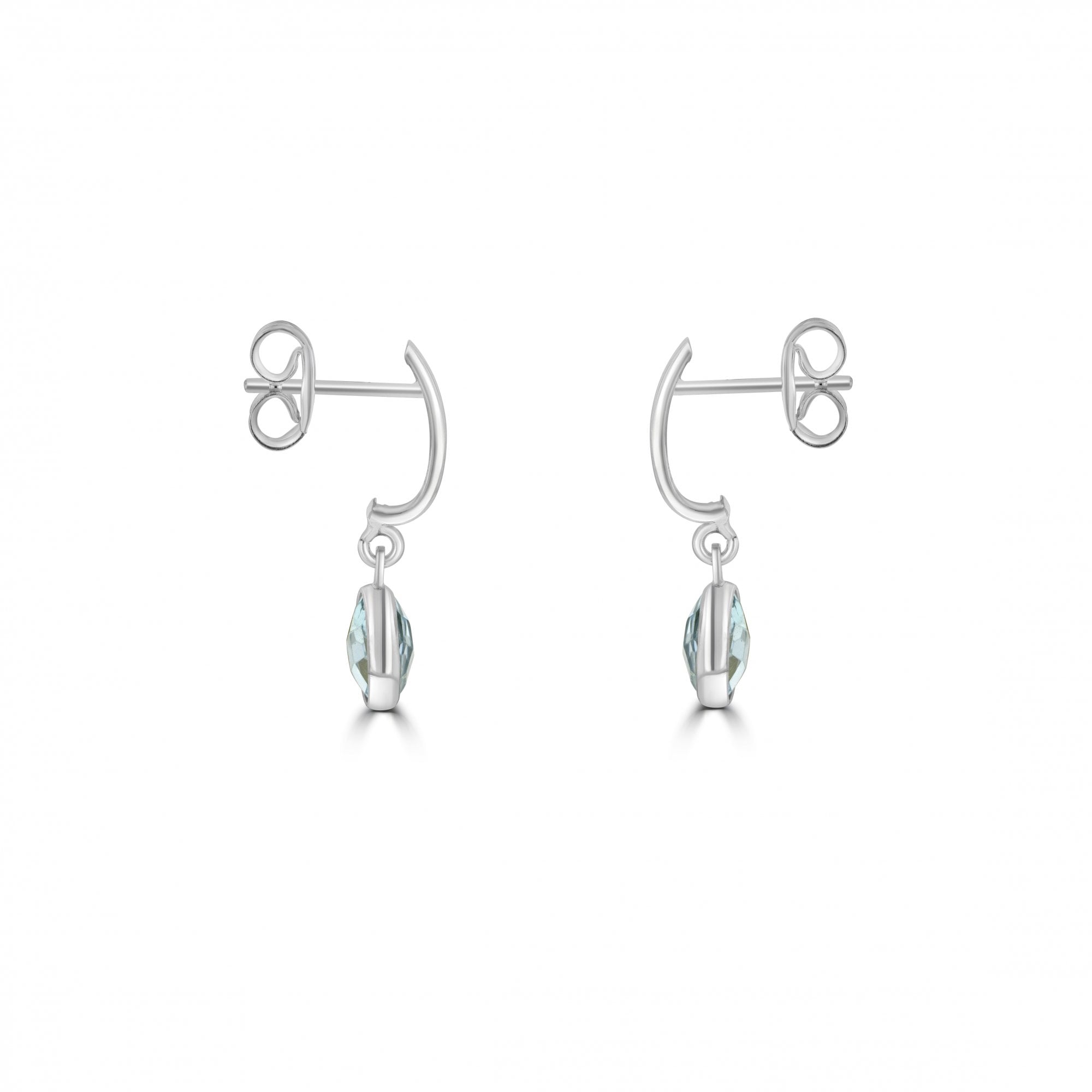 9ct White Gold and Blue Topaz Drop Earrings with Post and Butterfly Fittings