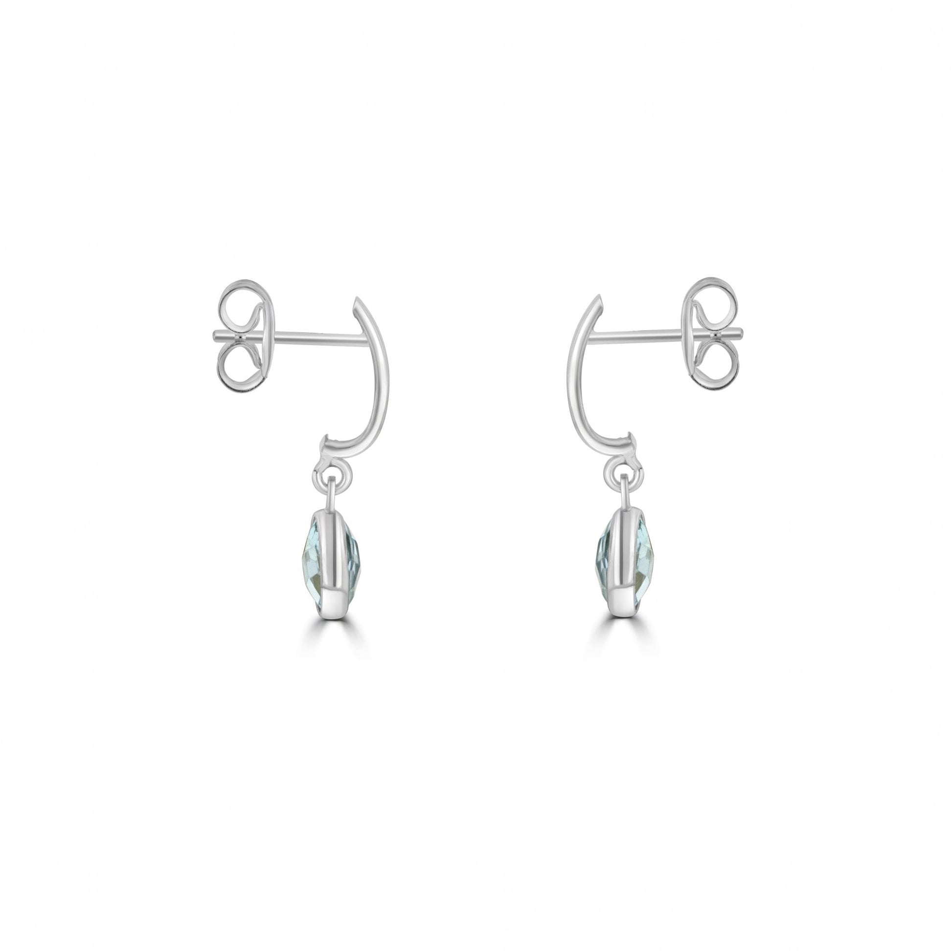 9ct White Gold and Blue Topaz Drop Earrings with Post and Butterfly Fittings