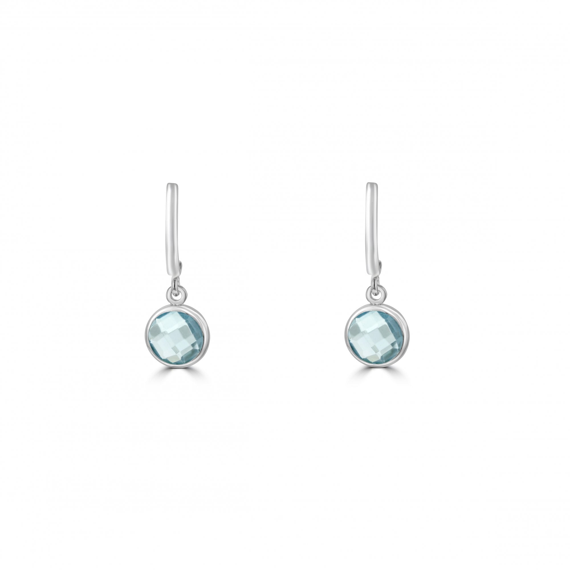 9ct White Gold and Blue Topaz Drop Earrings with Post and Butterfly Fittings