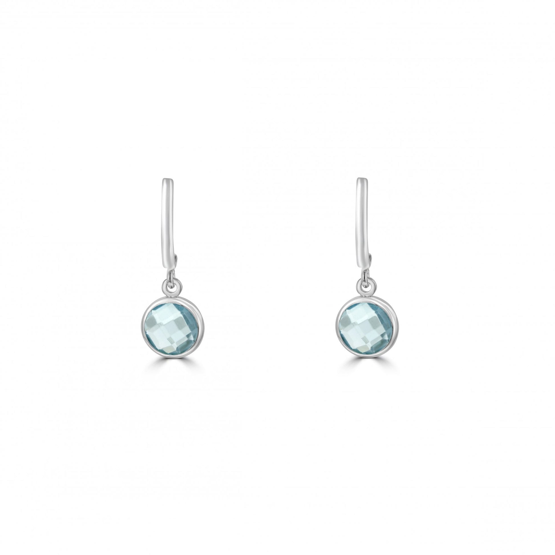9ct White Gold and Blue Topaz Drop Earrings with Post and Butterfly Fittings