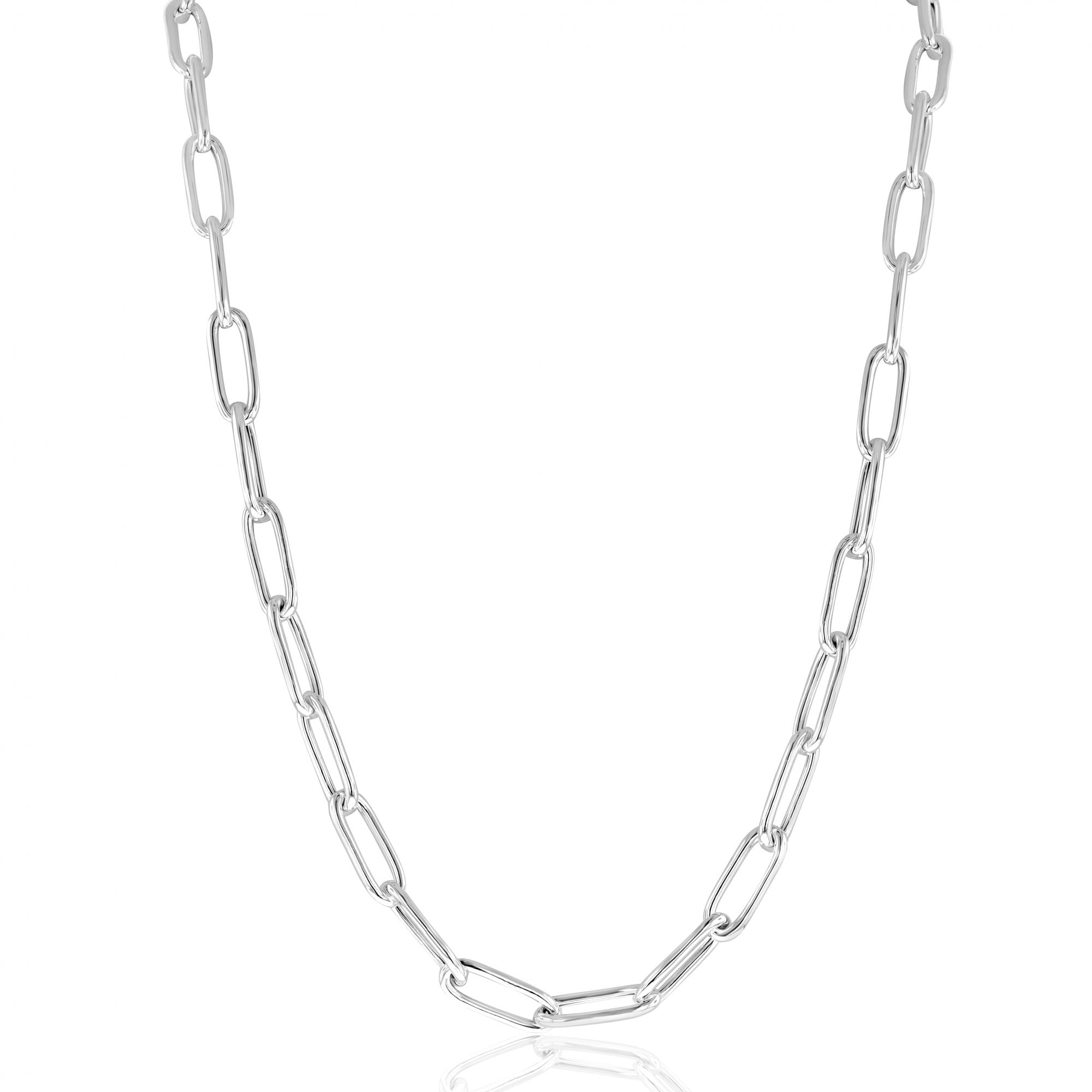 Silver Open Oblong Link Chain