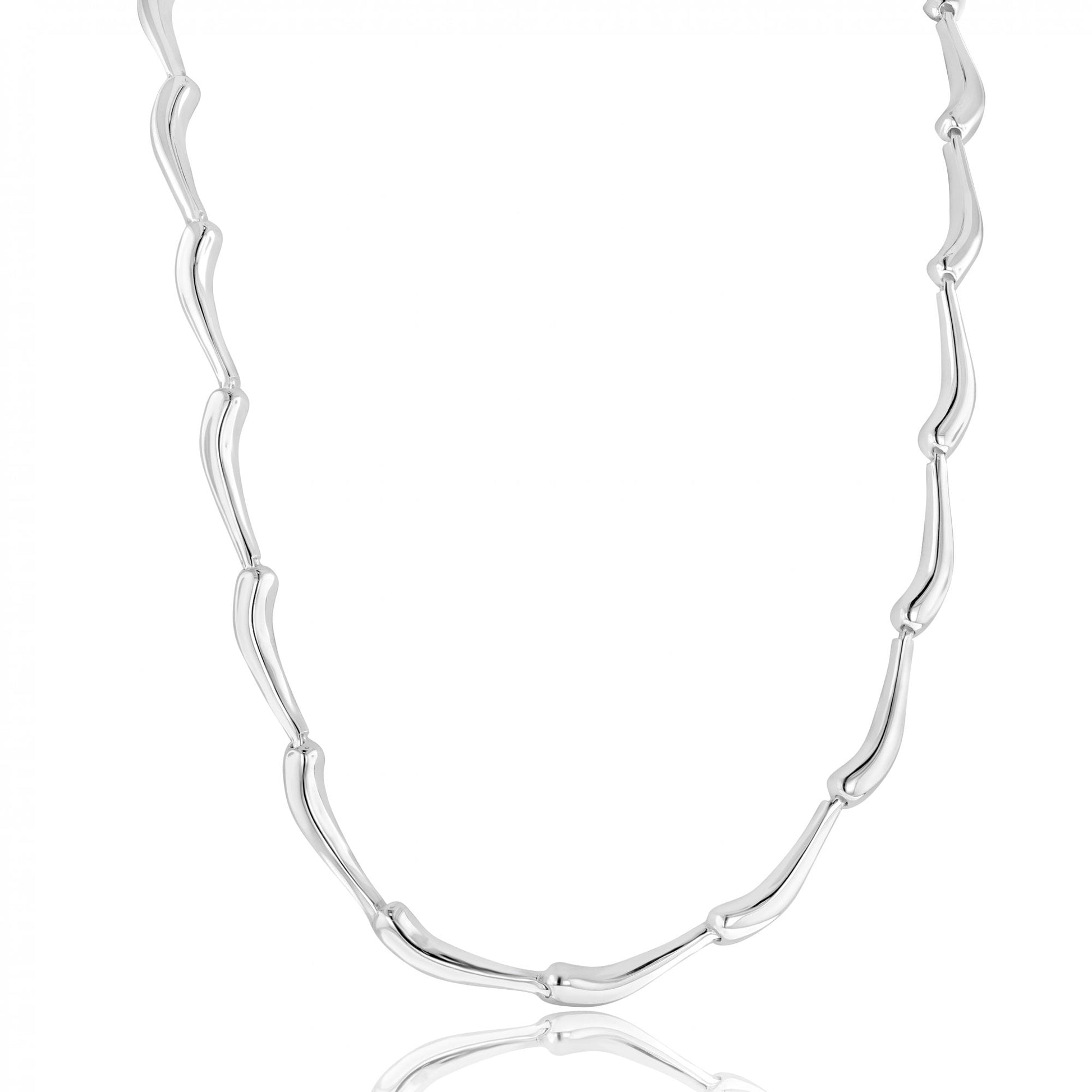 Silver Wave Link Necklace