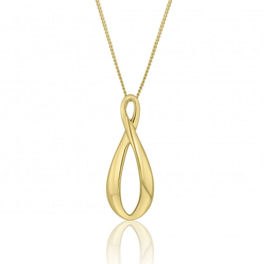 9ct Yellow Gold Elongated Infinity Pendant