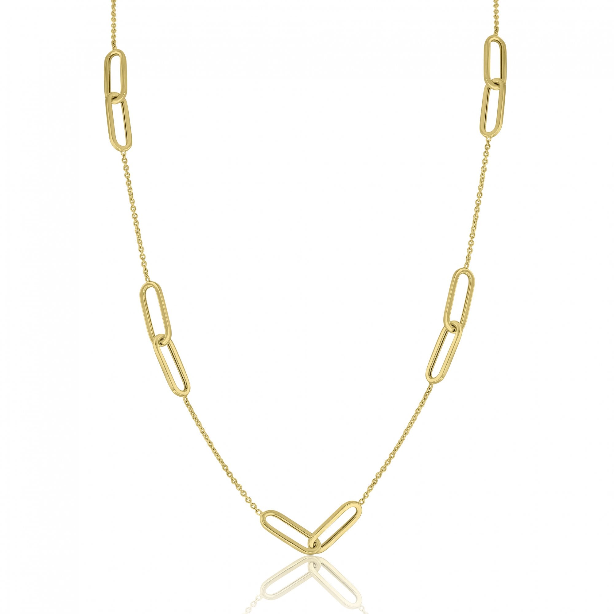 9ct Yellow Gold Double Oblong Station Necklace