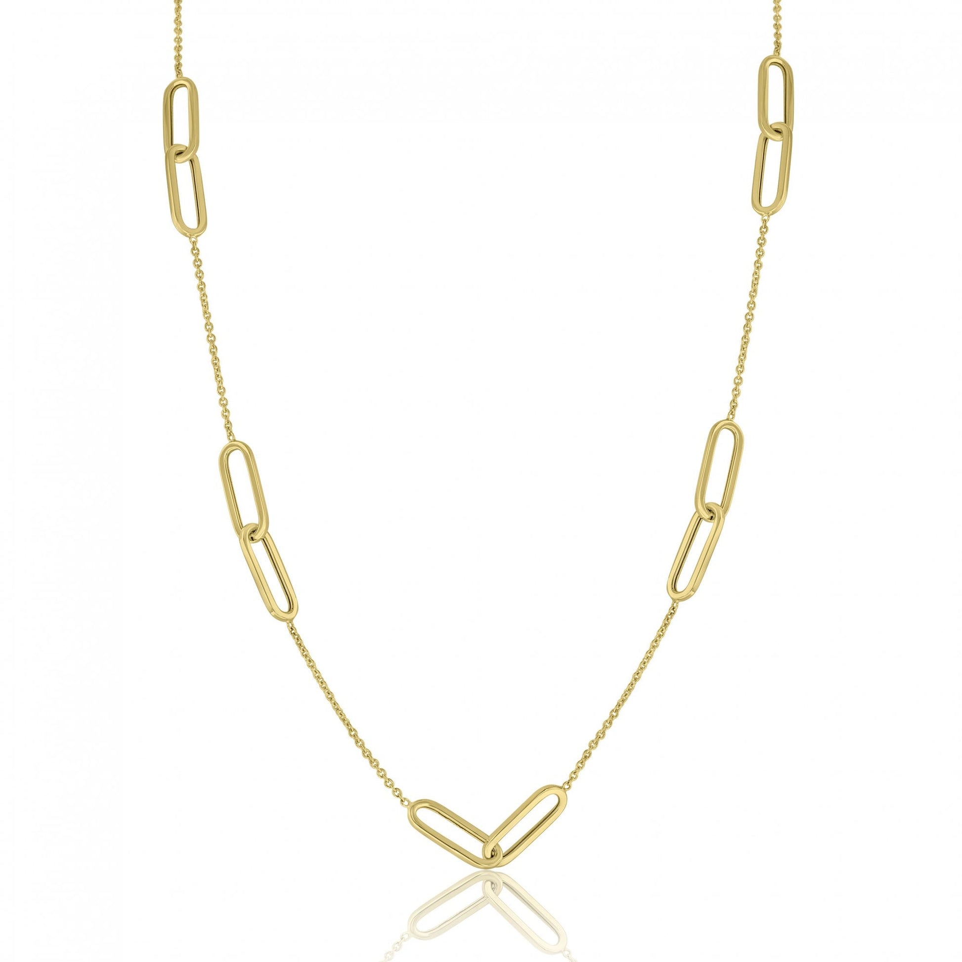 9ct Yellow Gold Double Oblong Station Necklace