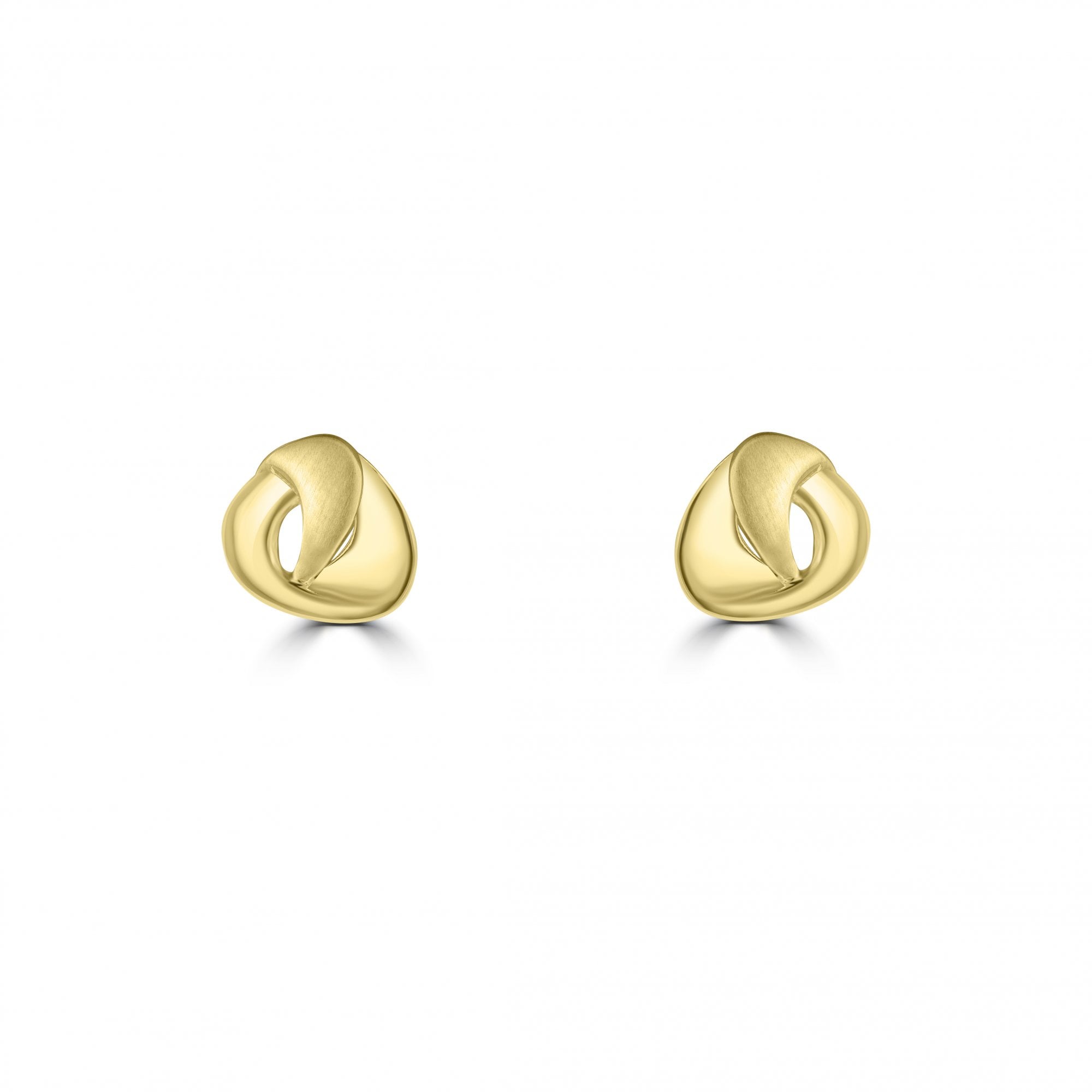 9ct Yellow Gold Satin Polished Stud Earrings