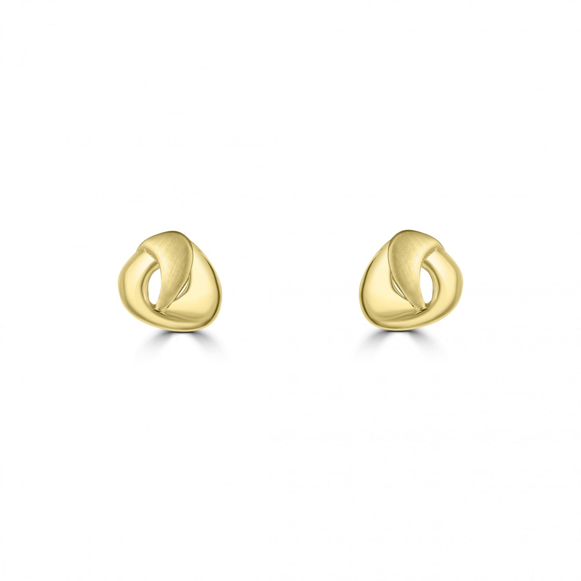 9ct Yellow Gold Satin Polished Stud Earrings