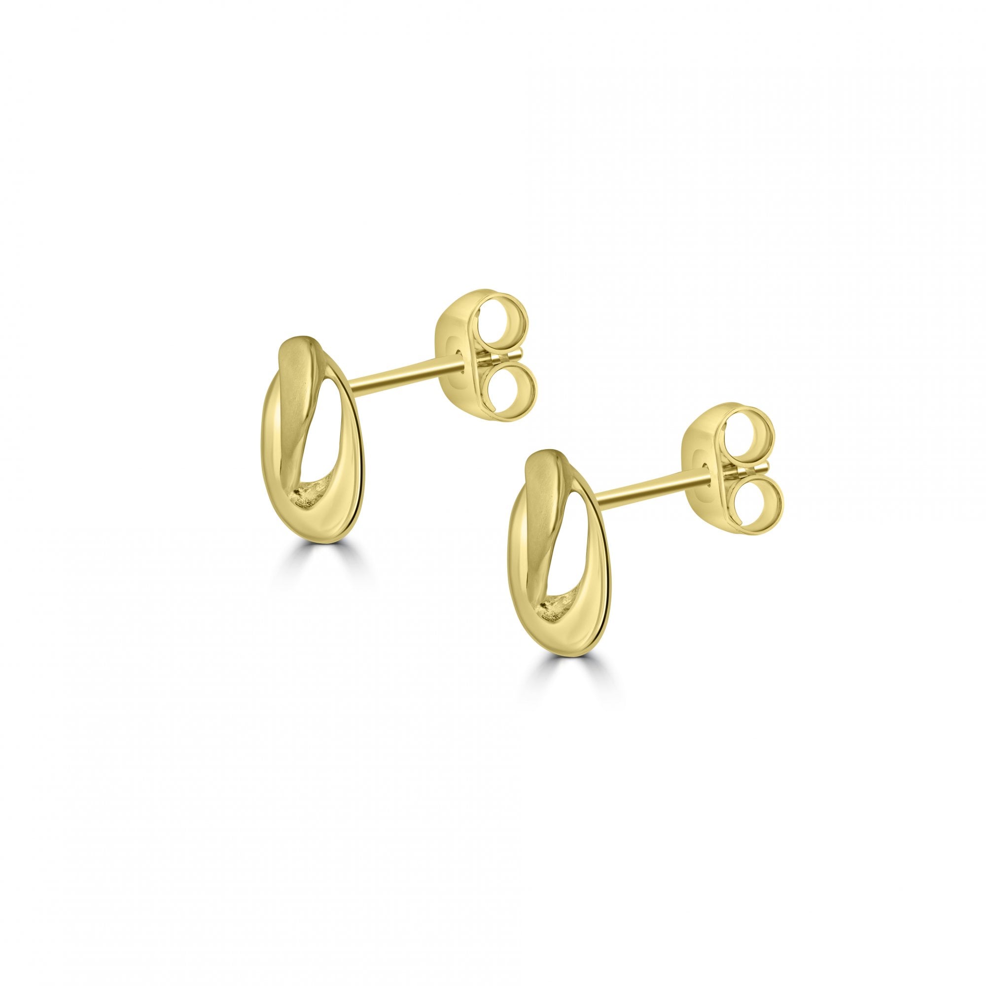 9ct Yellow Gold Satin Polished Stud Earrings