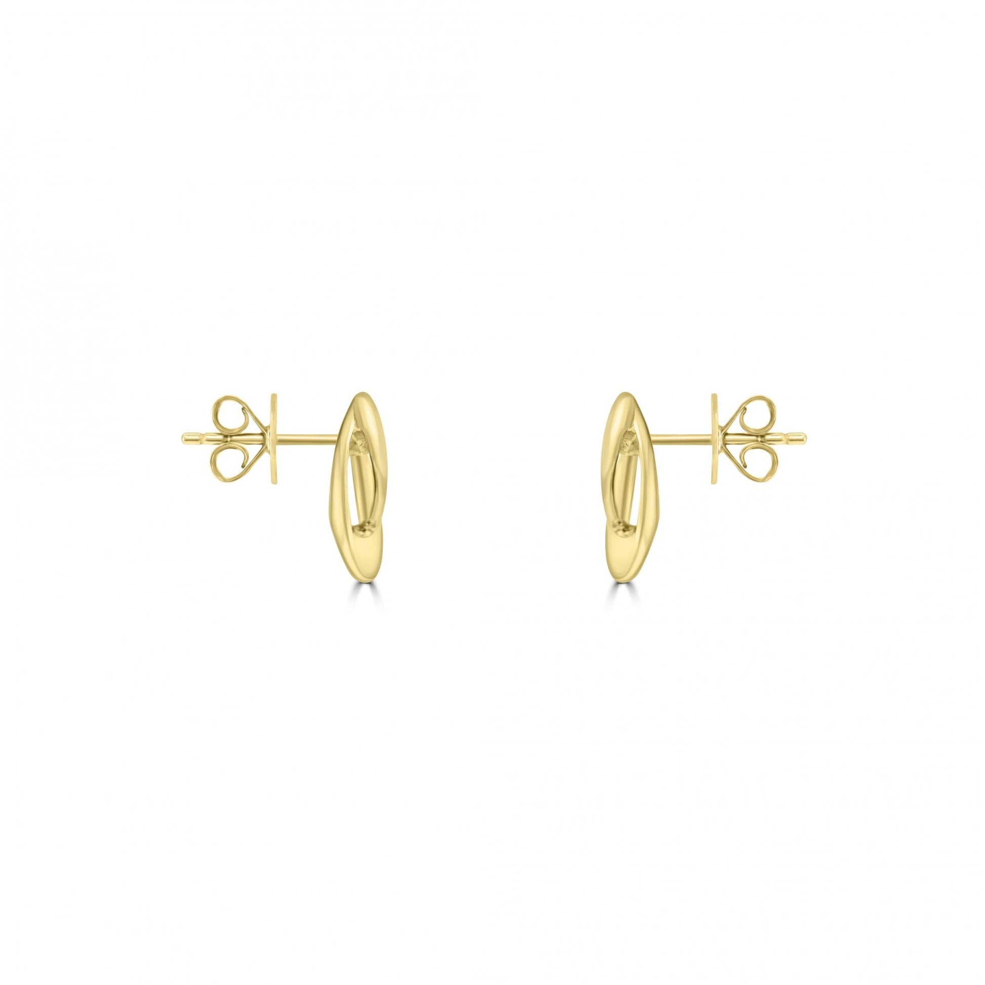 9ct Yellow Gold Satin Polished Stud Earrings