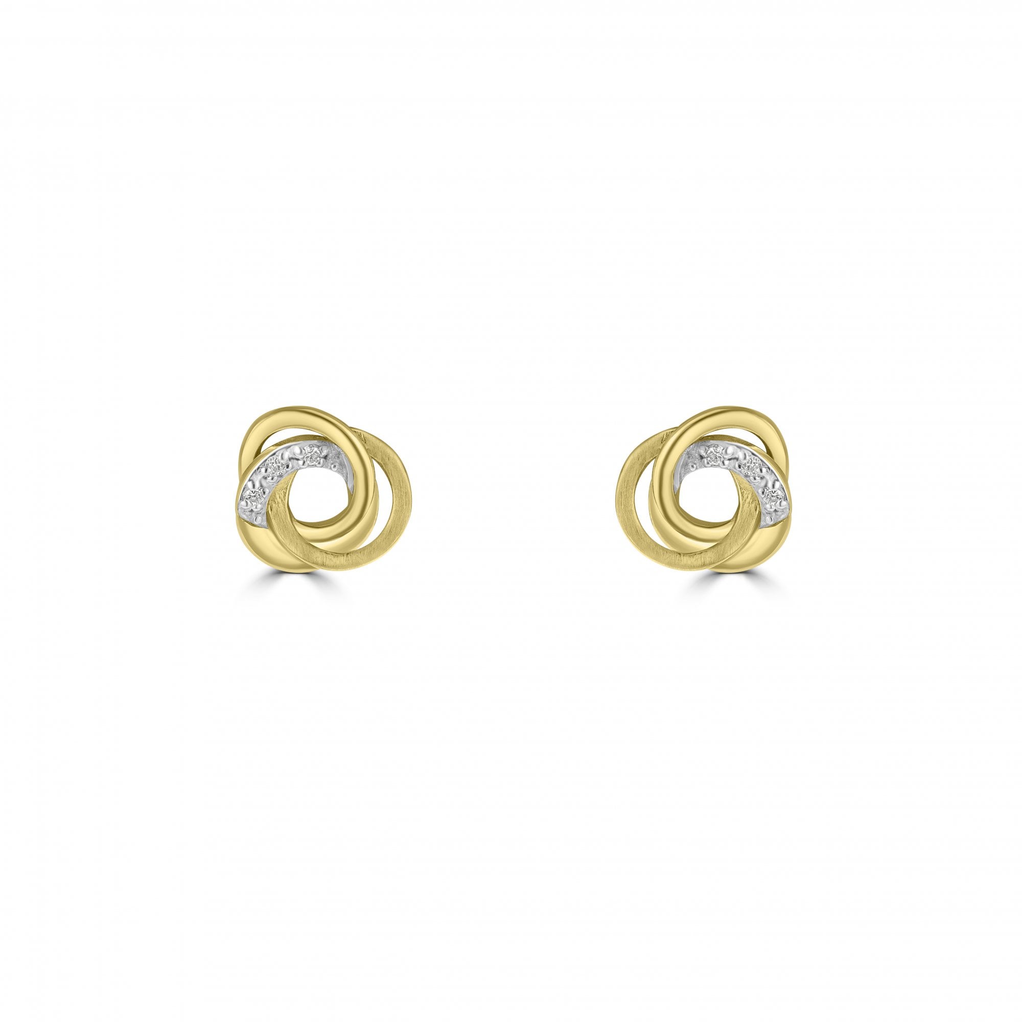 9ct Yellow Gold Diamond 0.03ct Total Knot Stud Earrings