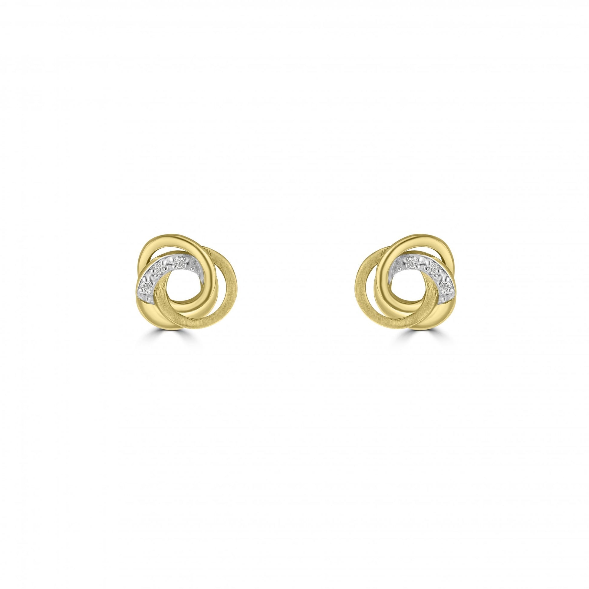 9ct Yellow Gold Diamond 0.03ct Total Knot Stud Earrings