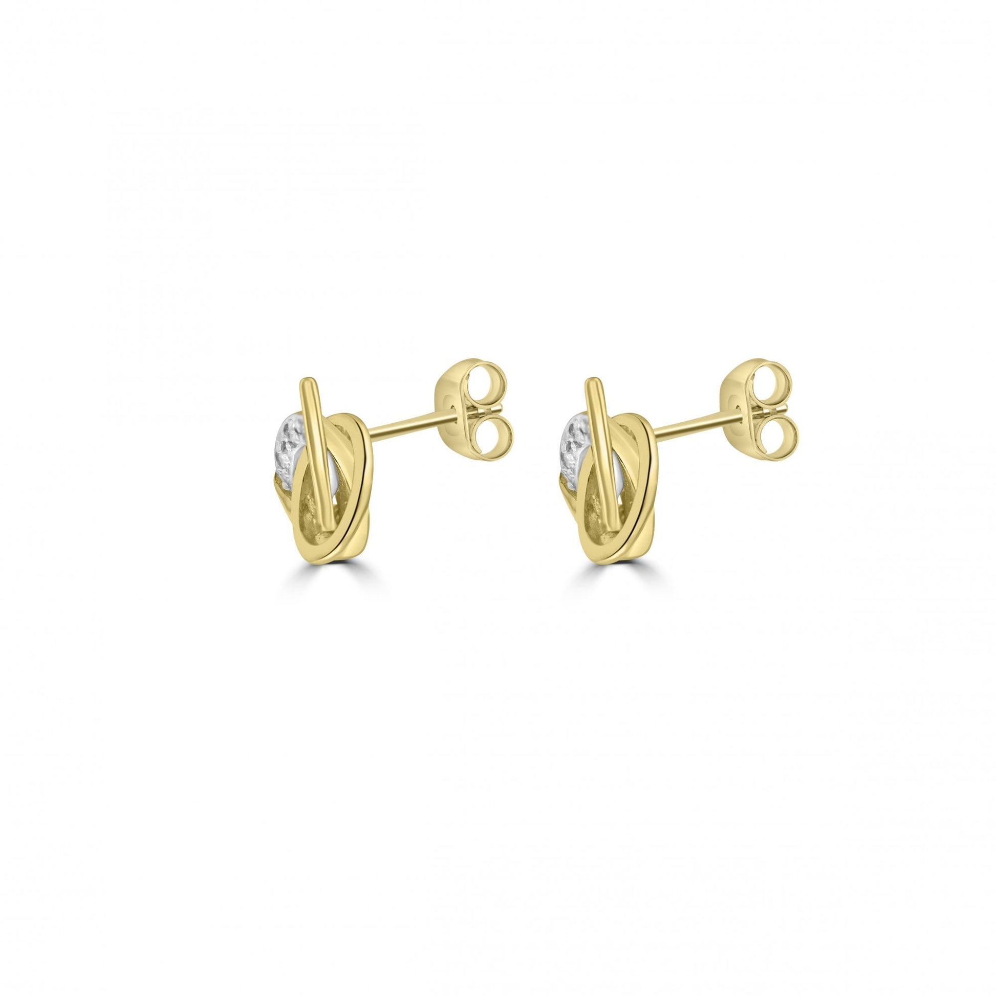 9ct Yellow Gold Diamond 0.03ct Total Knot Stud Earrings