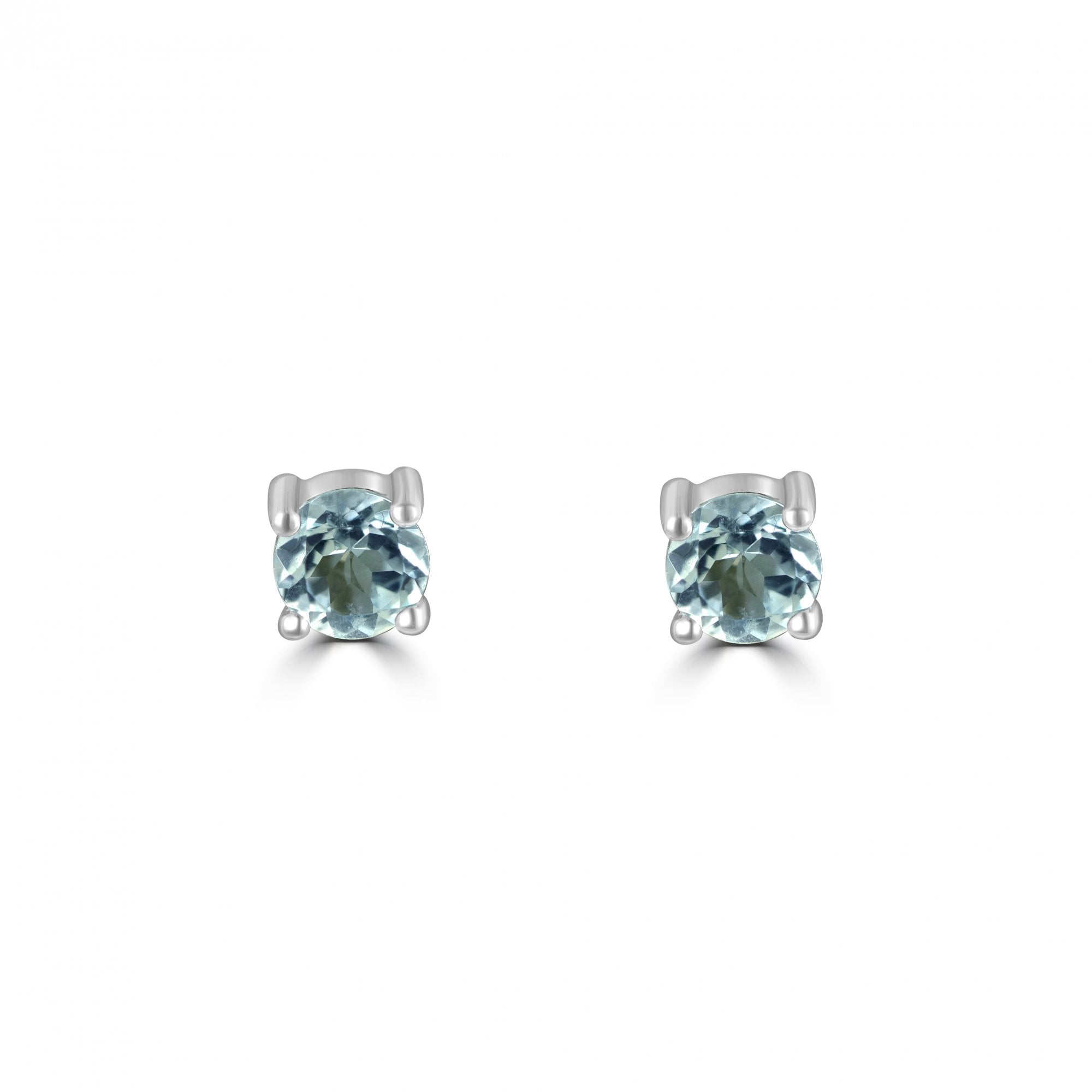 9ct White Gold Claw Set Blue Topaz Stud Earrings