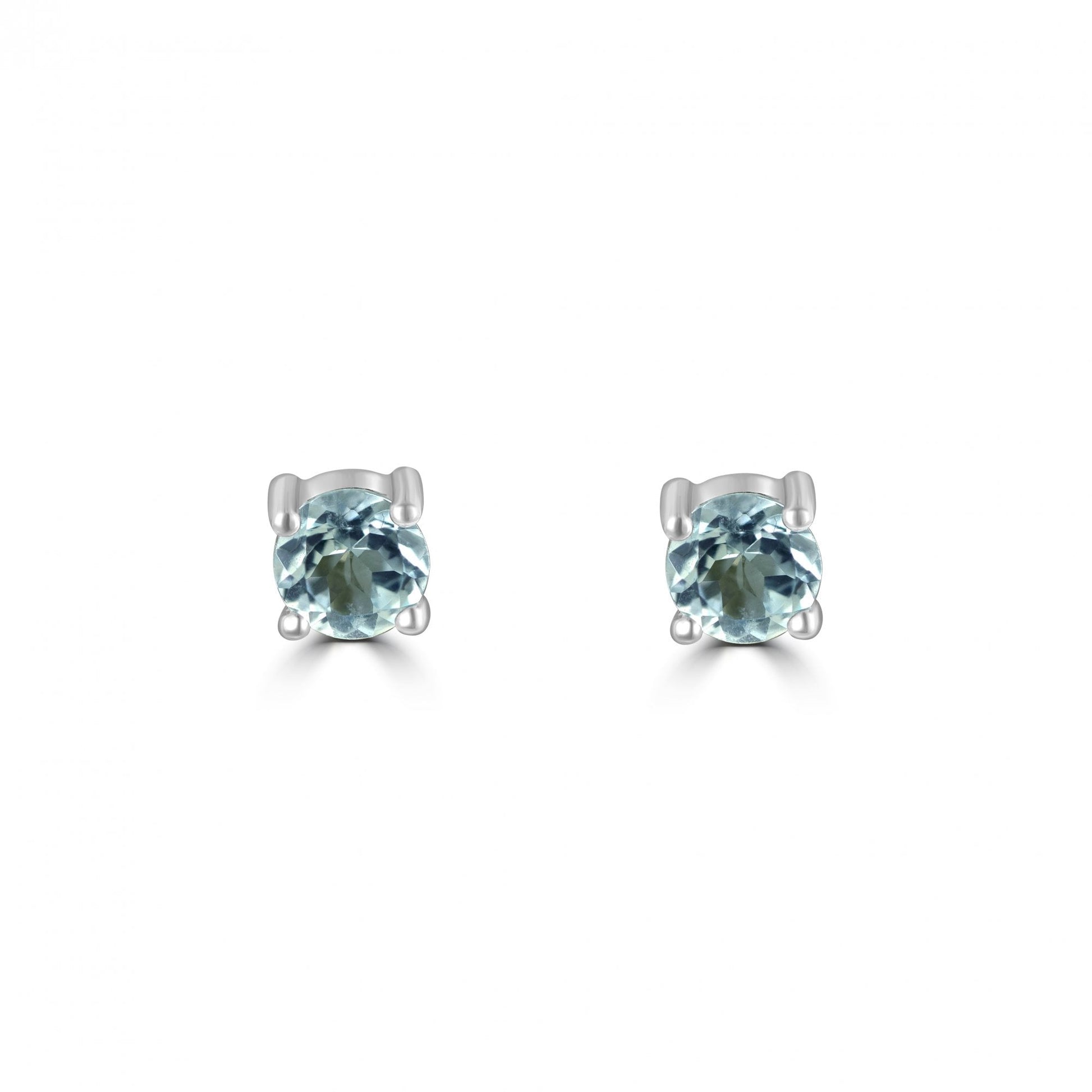 9ct White Gold Claw Set Blue Topaz Stud Earrings