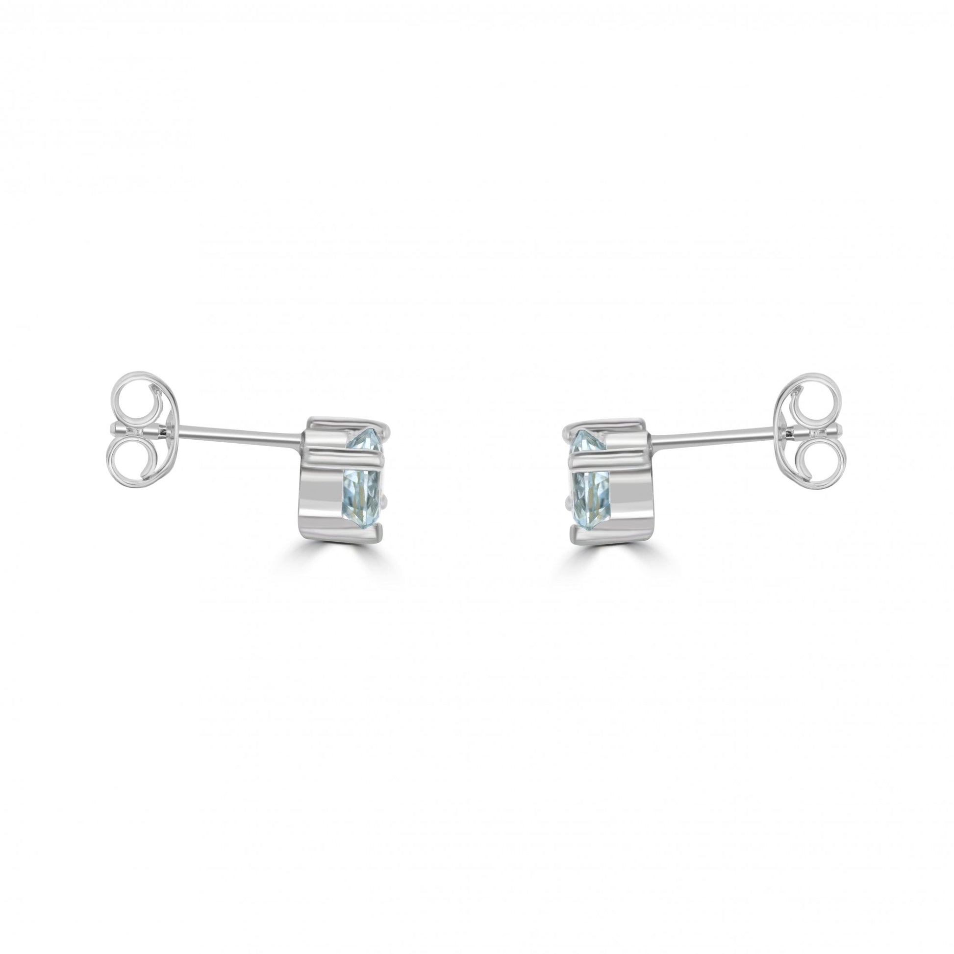 9ct White Gold Claw Set Blue Topaz Stud Earrings